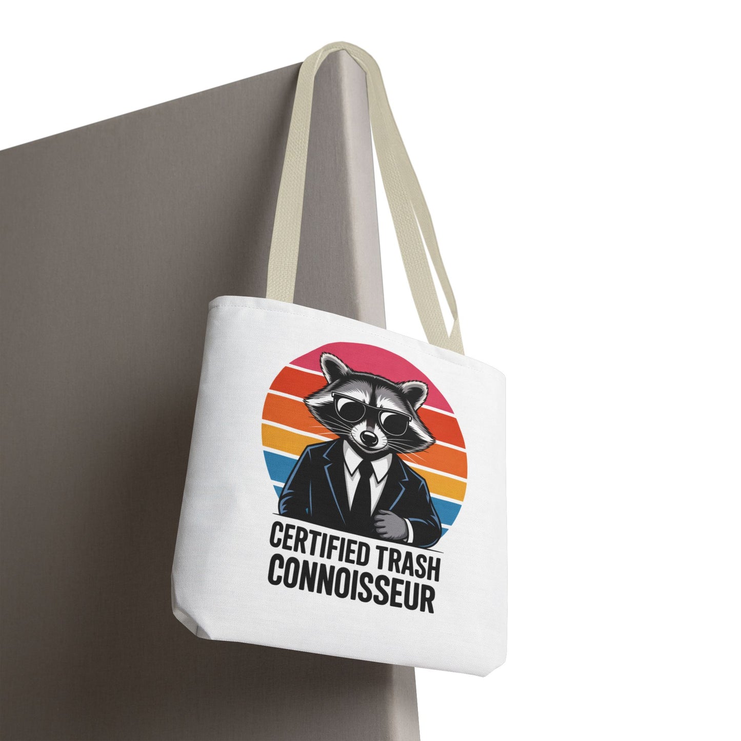 Certified Trash Connoisseur Raccoon Tote Bag Fun and Quirky Everyday Carry Trash Panda Bag