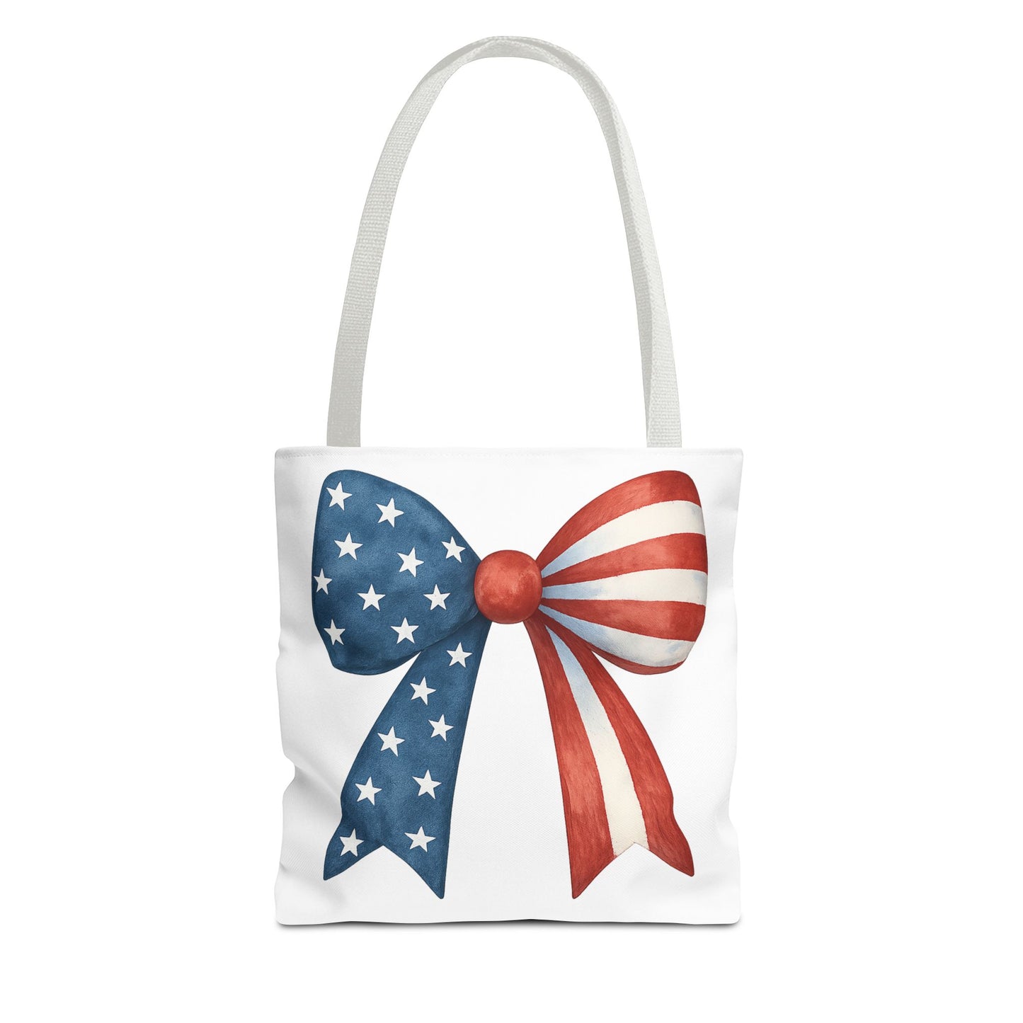 Patriotic Bow Tote Bag | 4th of July Reusable Bag | American Flag Tote | USA Stars Stripes Bag | Independence Day Gift | USA Market Bag
