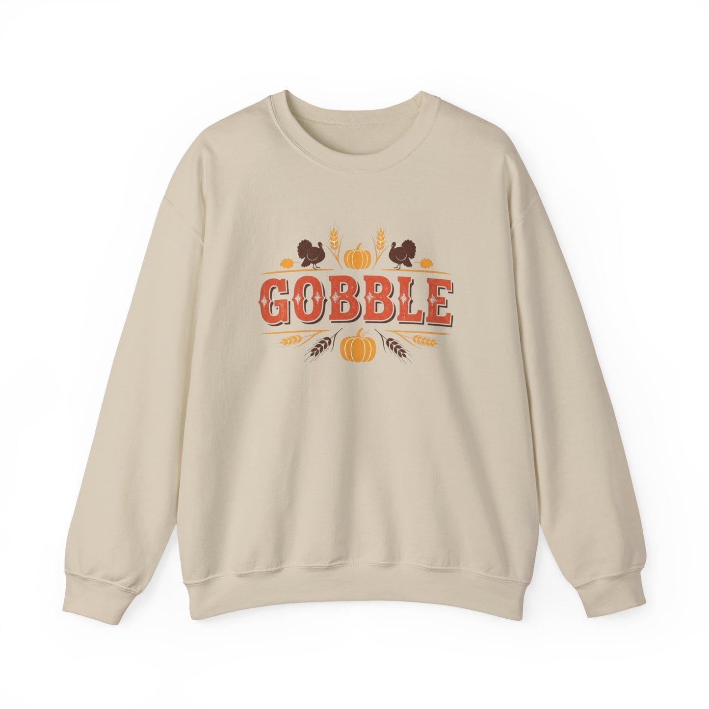 Gobble Thanksgiving Sweatshirt, Fall Pumpkin Turkey Shirt, Cozy Autumn Crewneck, Cute Gobble Pullover, Thanksgiving Dinner Outfit