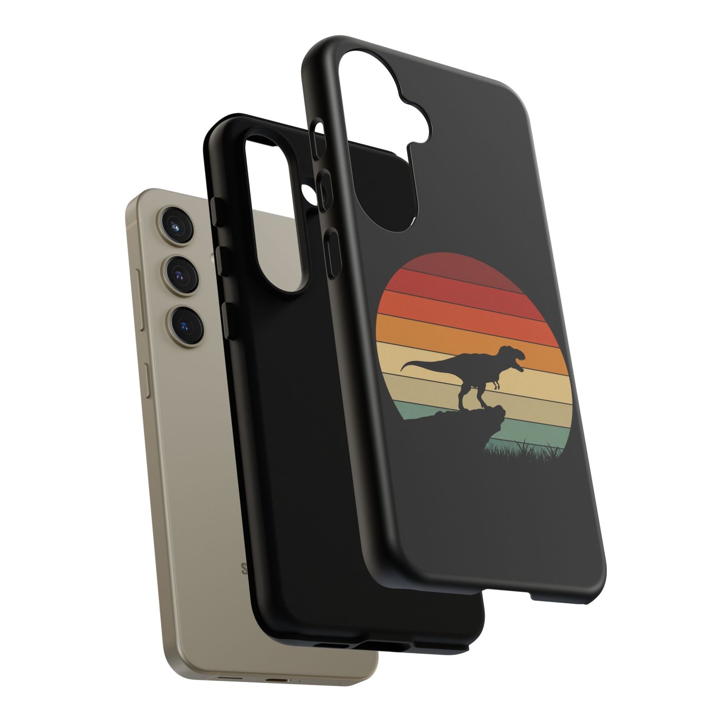 Retro Sunset Dinosaur Samsung Case | T-Rex Silhouette Vintage Gradient Cover for Galaxy S25/S24/S23 Series Dinosaur Phone Case