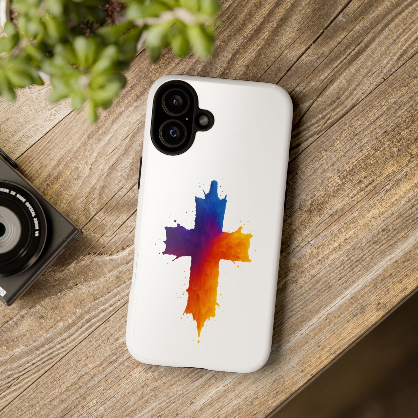 Christian iPhone Case – Watercolor Cross Phone Cover, Faith Gift for Her or Him, Inspirational iPhone Accessory