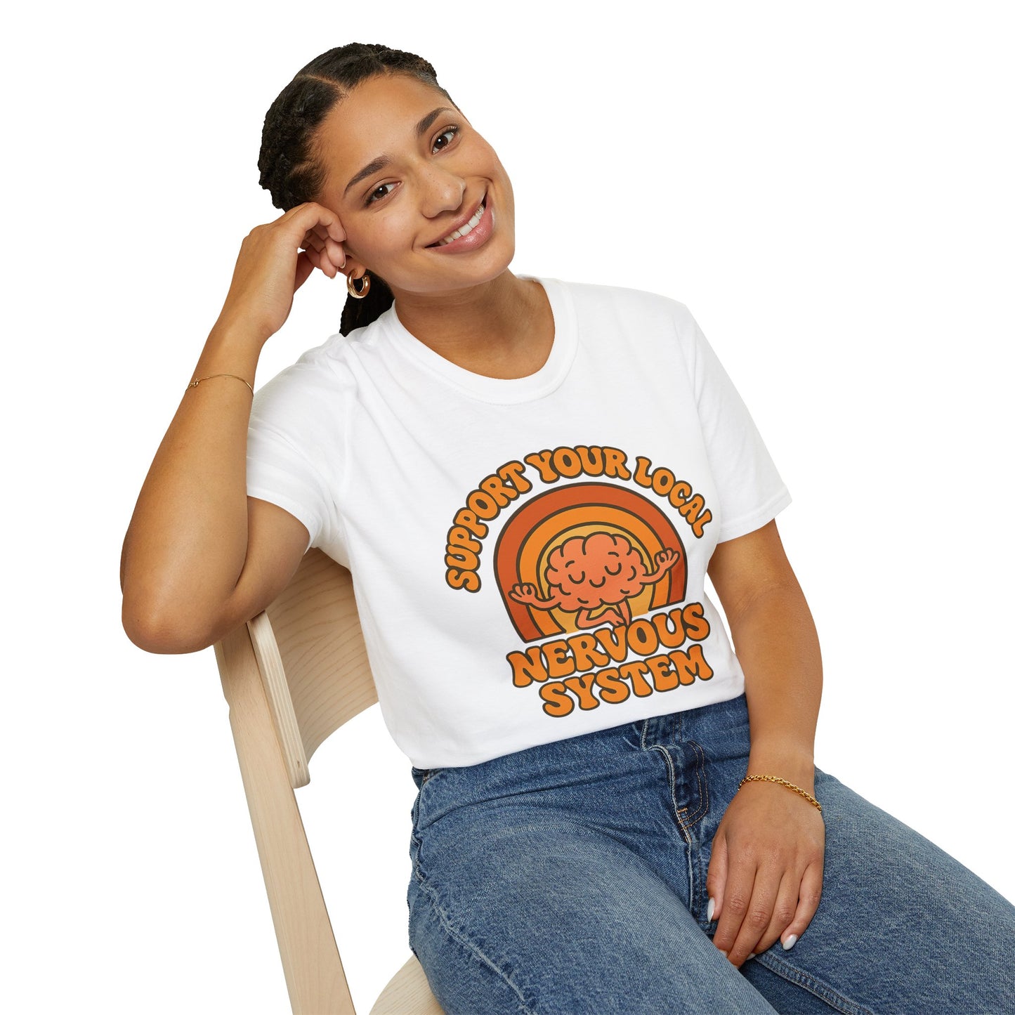 Support Your Local Nervous System T-Shirt | Funny Brain Tee, Neurodiversity Gift, Mental Health Humor Shirt, Science Geek Retro Tee