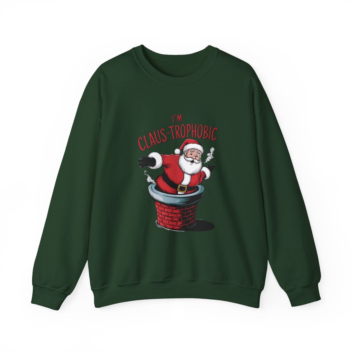 Christmas Santa Funny Unisex Sweatshirt, I'm Claus-trophobic Holiday, Santa Stuck Chimney, Festive Xmas Shirt,