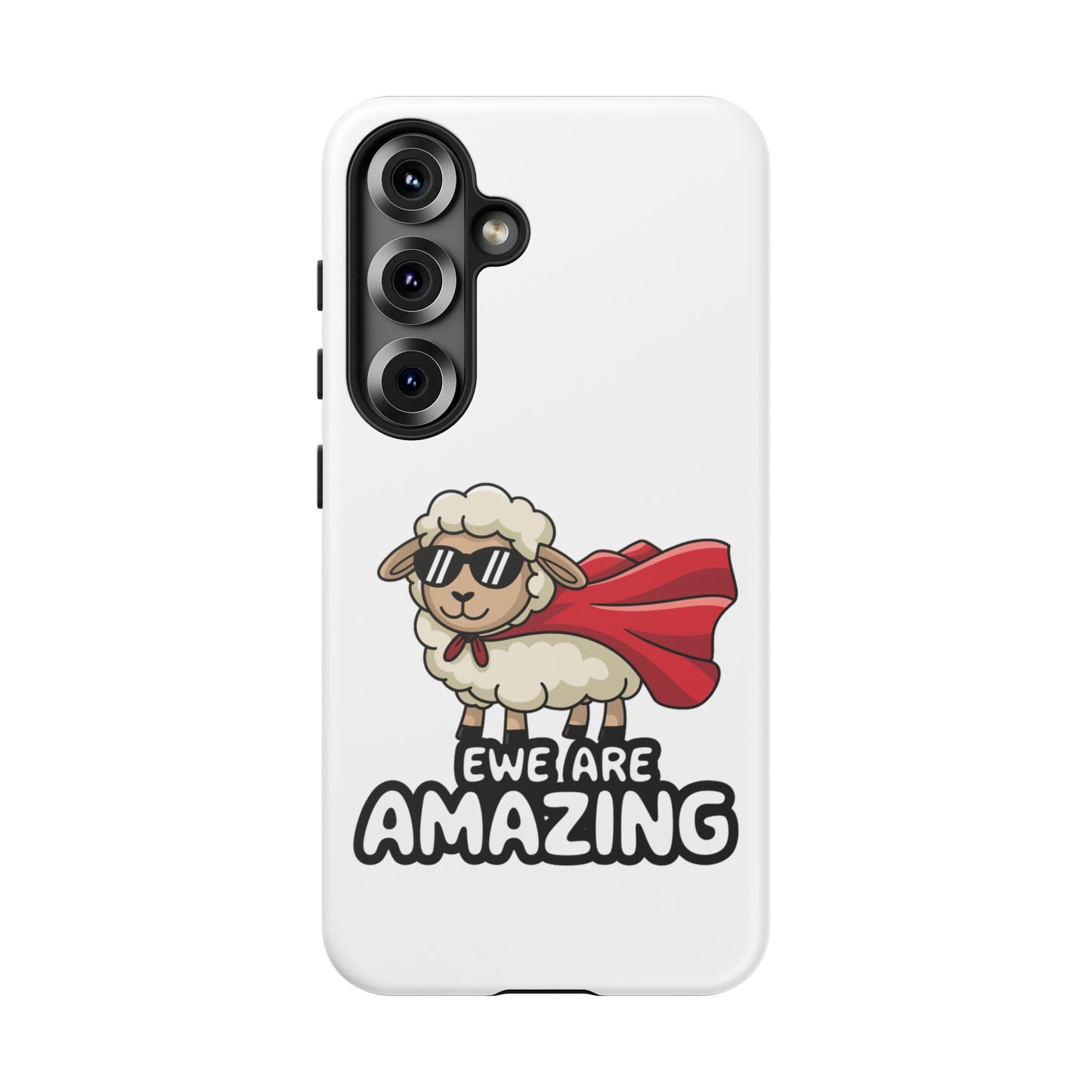 Funny Samsung Case - Cute Sheep Phone Cover - "Ewe Are Amazing" Gift for Her or Him - Animal Pun Superhero Case - Samsung Case