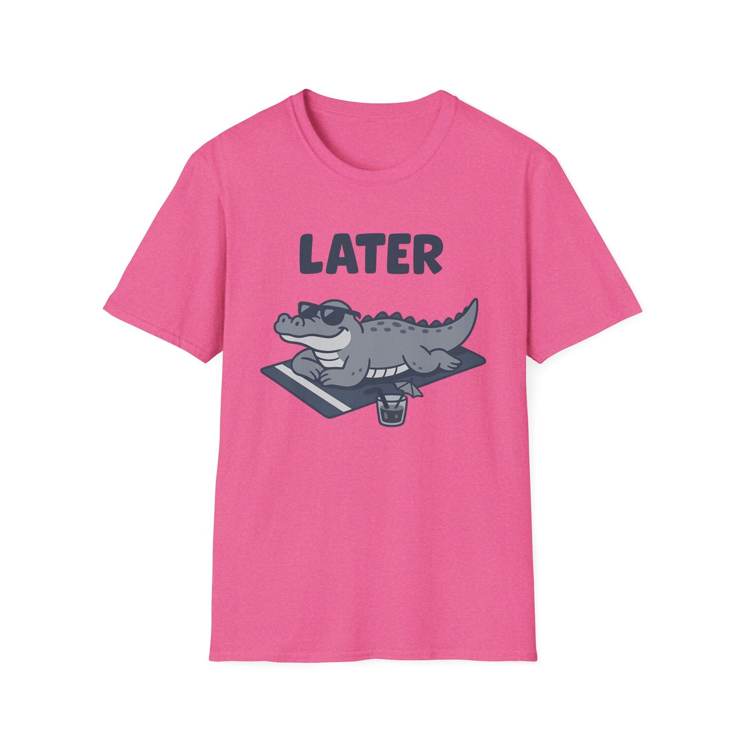 Later Gator Lounge Graphic Tee - Funny Alligator T-Shirt, Summer Vacation Humor, Cute Animal Tee, Relax Gift for Him and Her