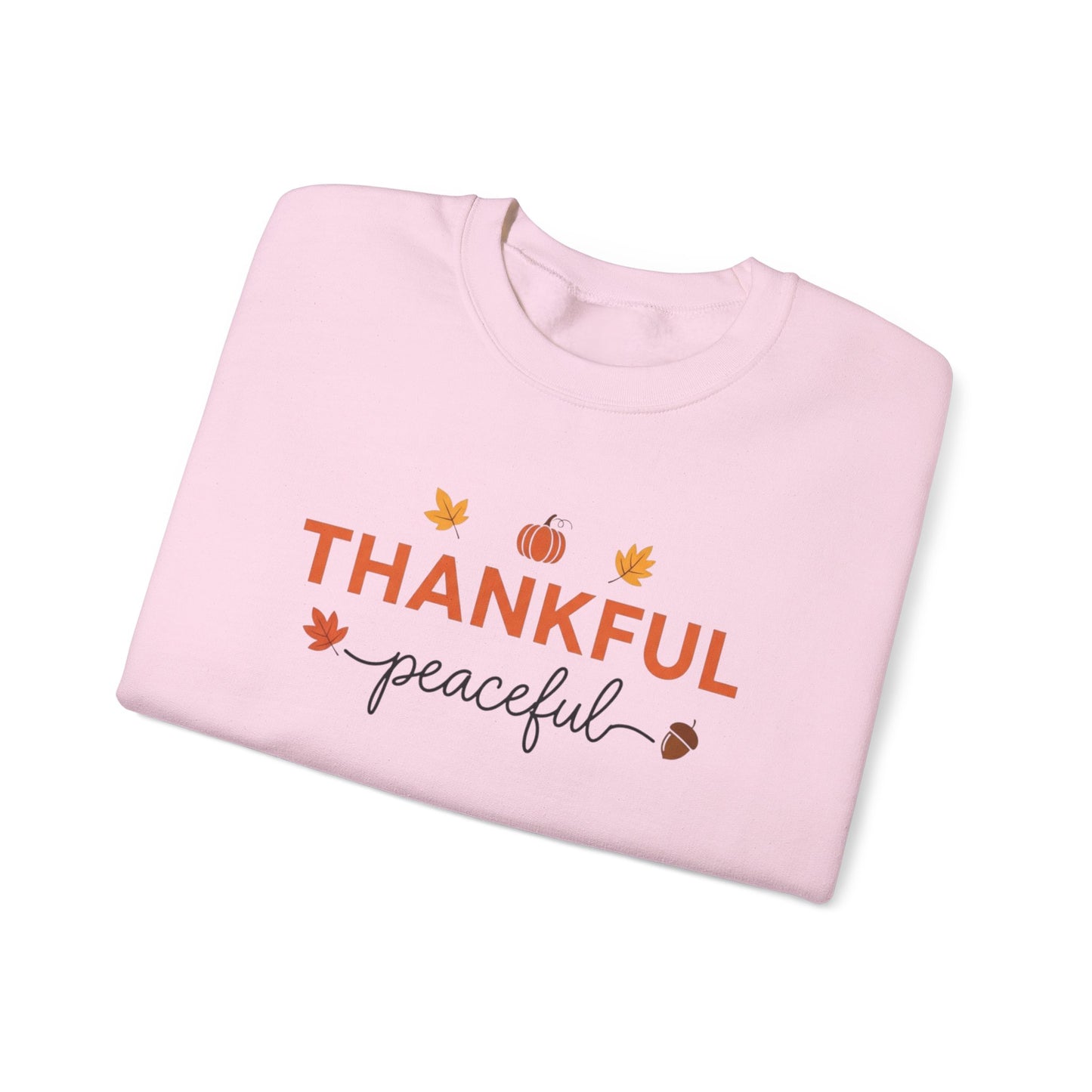 Thankful Peaceful Sweatshirt, Minimalist Fall Crewneck, Autumn Pumpkin Sweater, Thanksgiving Pullover, Cozy Seasonal Gratitude Gift