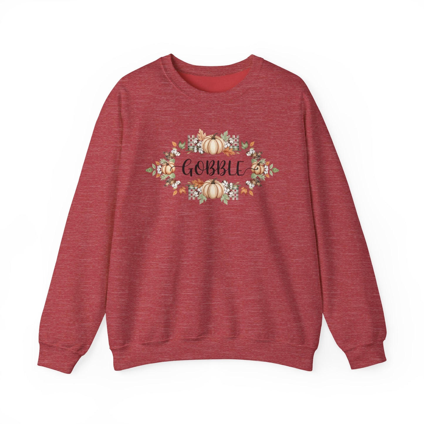 Gobble Thanksgiving Sweatshirt, Rustic Fall Turkey Crewneck, Autumn Pumpkin Floral Pullover, Thanksgiving Outfit Sweater Gift
