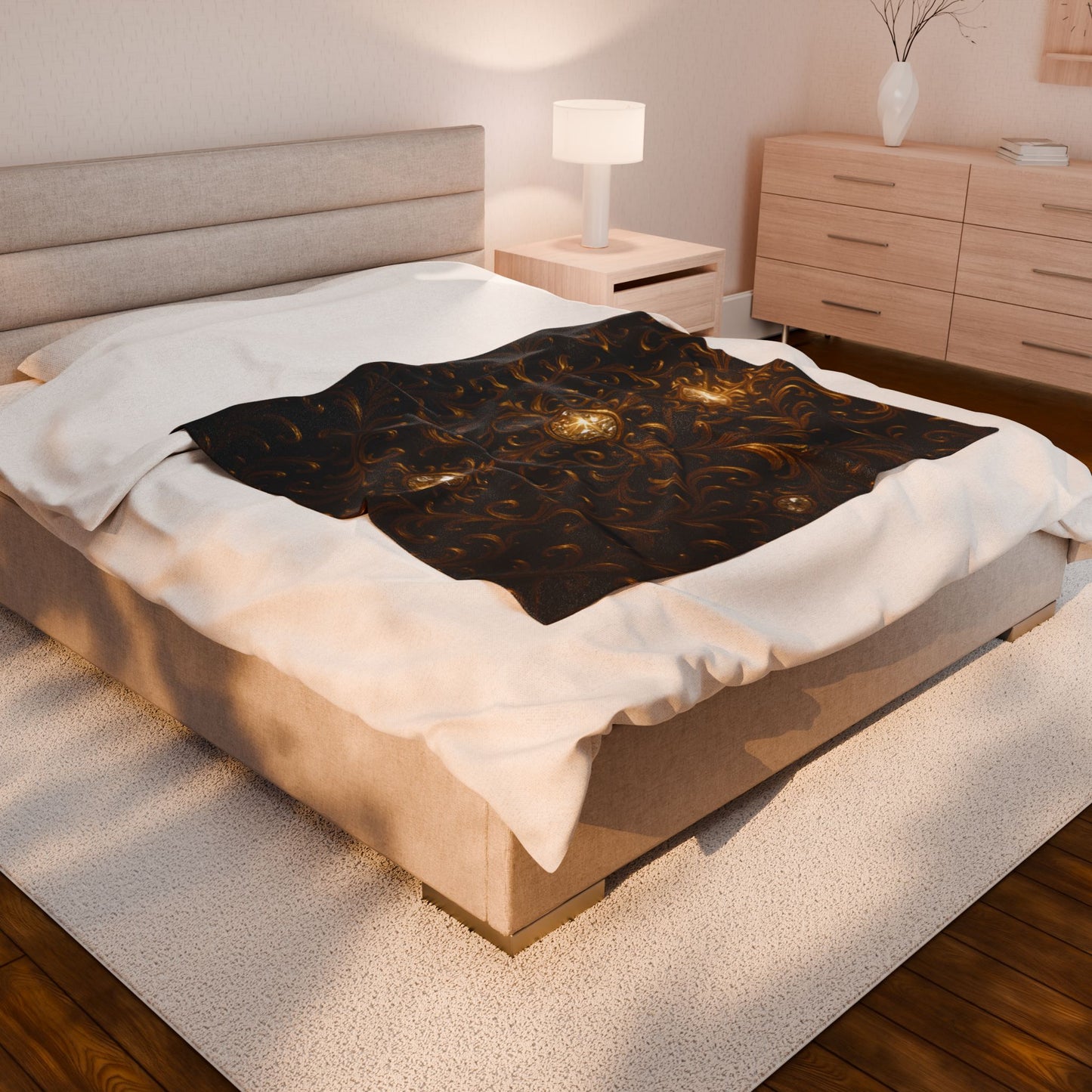Luxury Black Gold Blanket Baroque Style Throw Gothic Glam Bedding Decor Elegant Soft Plush Blanket Celestial Star Blanket Gift