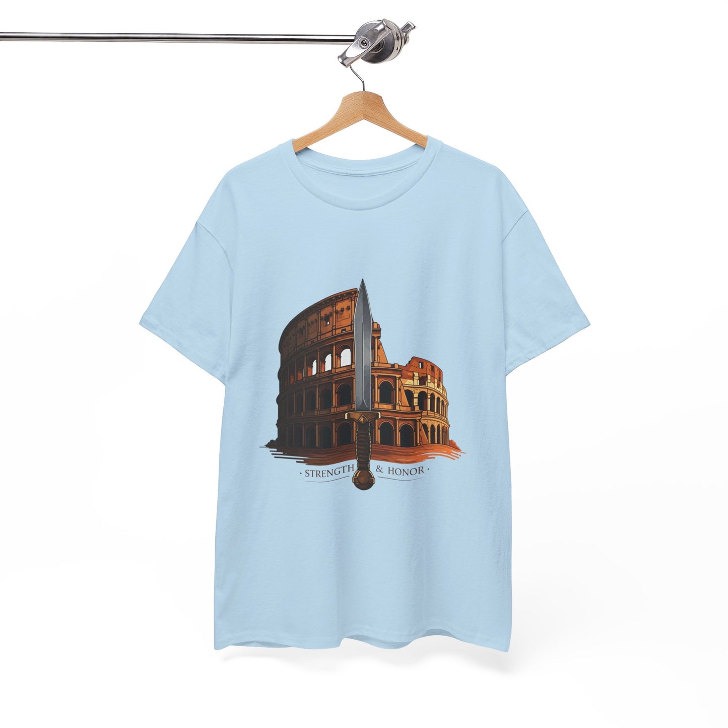 Strength & Honor Gladiator Shirt – Roman Colosseum Sword Graphic Tee – Ancient Rome History T-Shirt for Gladiator & Travel Fans
