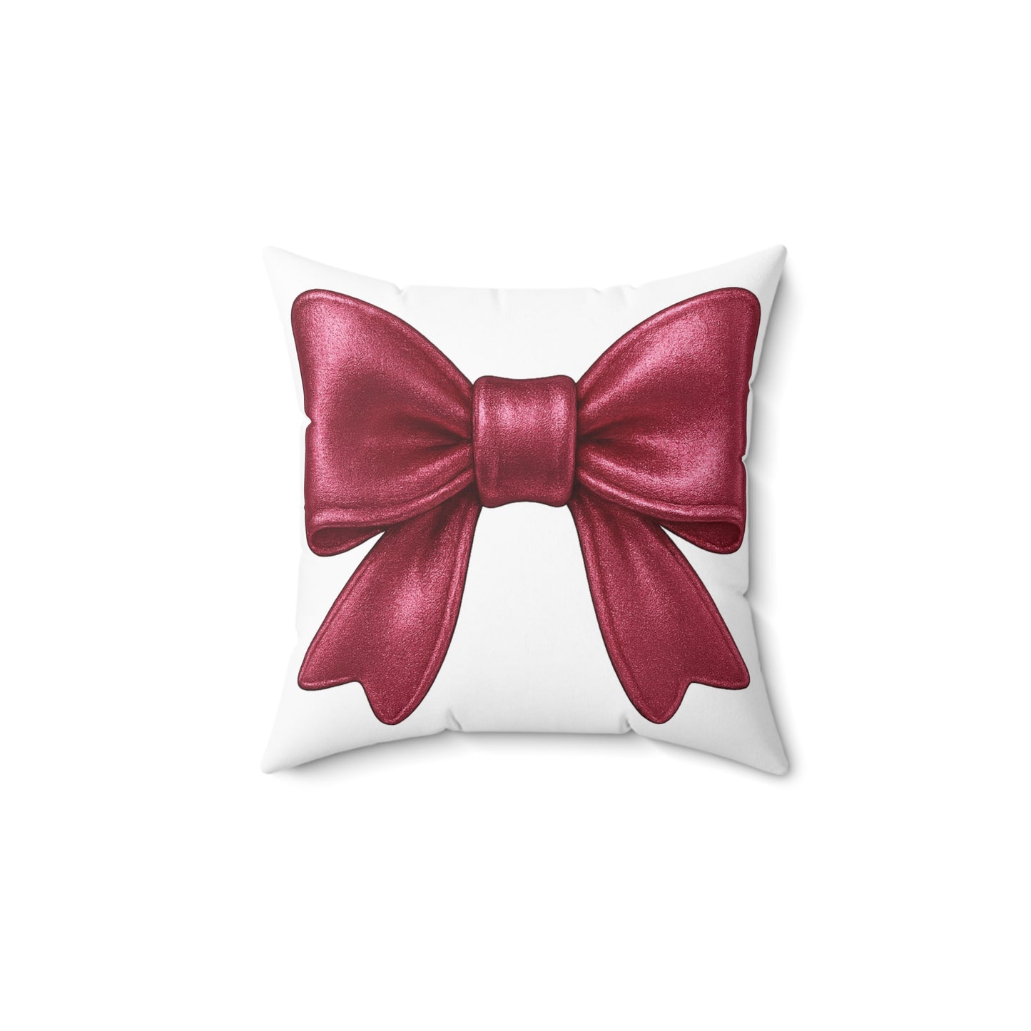 Red Bow Throw Pillow – Elegant Holiday Decor Accent | Shiny Satin-Look Ribbon Cushion | Christmas Gift for Her | Glam Bow Pillow Cover