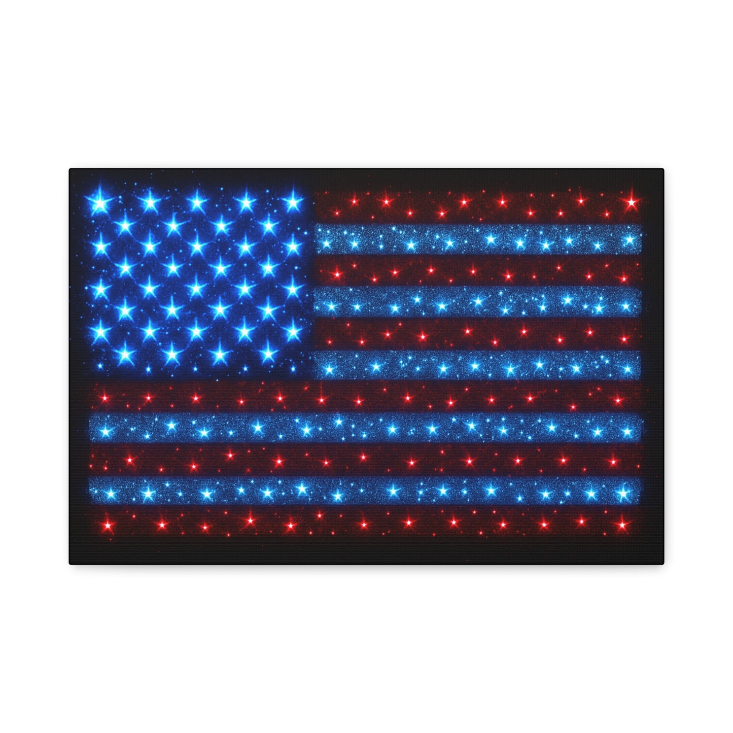 Bioluminescent-Style Starry American Flag Canvas - Patriotic Wall Art - Modern 4th of July Decor - Starry Particles USA Home Decor