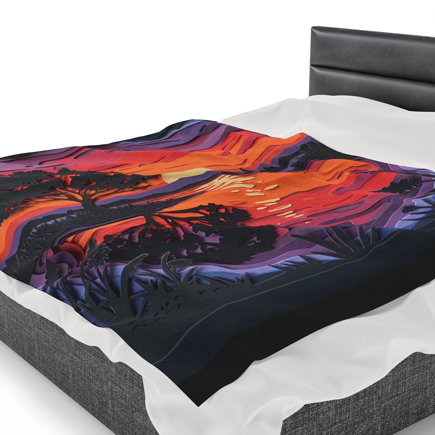 Plush Blanket - Sunset Paper Art Design