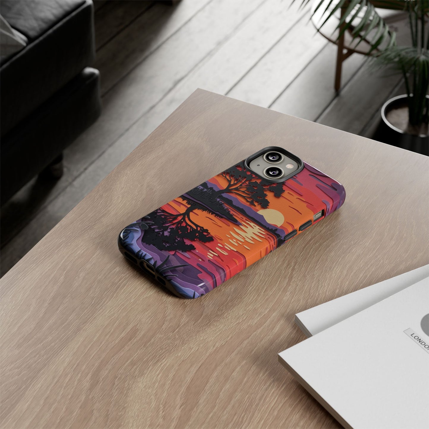iPhone Case - Colorful Paper Art Sunset Design