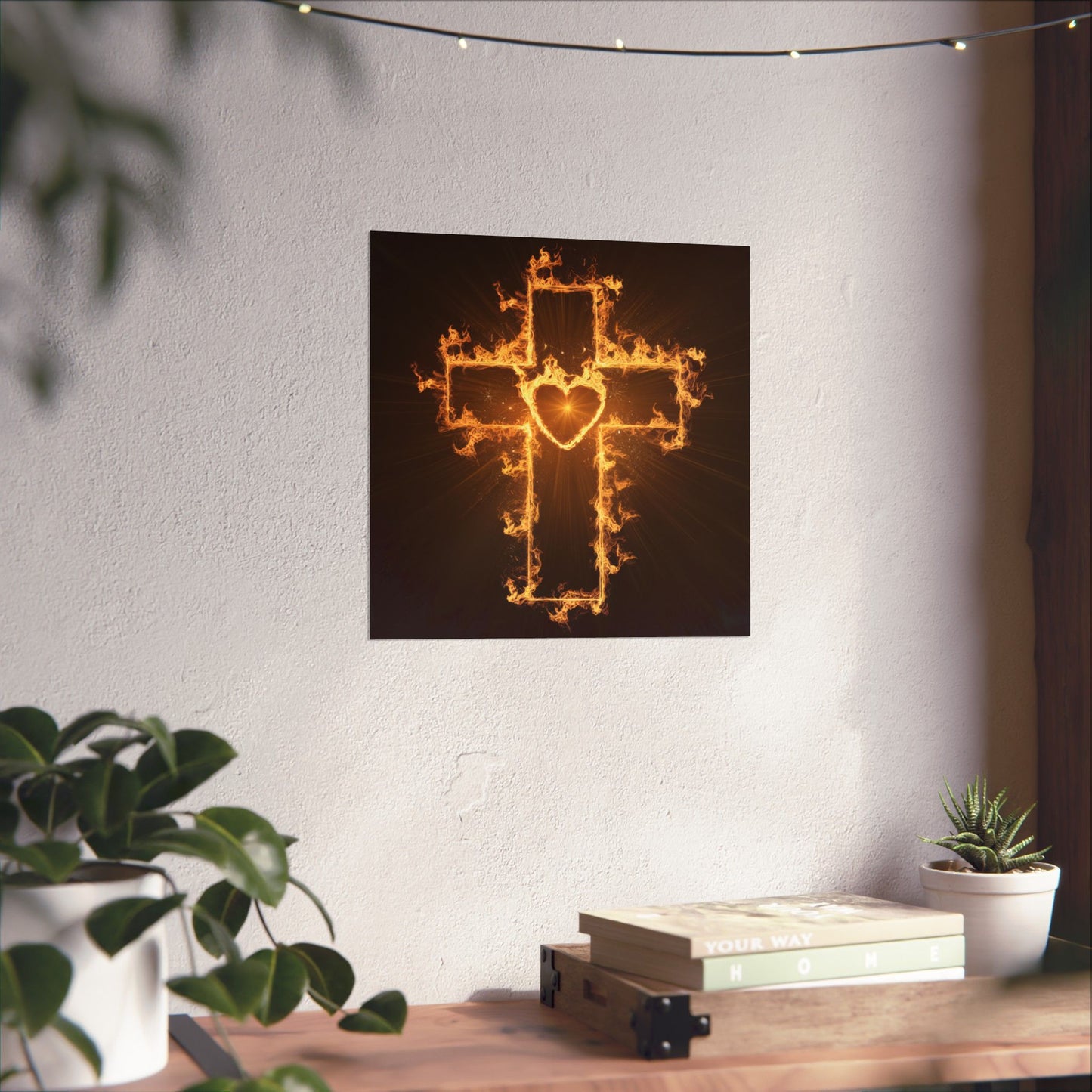 Spiritual Matte Vertical Posters - Fiery Cross Design