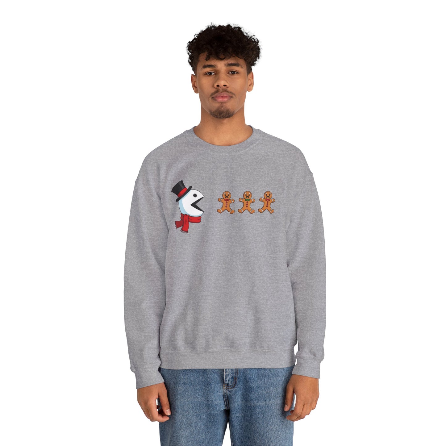 Funny Snowman And Gingerbread Sweatshirt, Cute Christmas Crewneck, Holiday Winter Sweater, Festive Graphic Pullover For Men And Women
