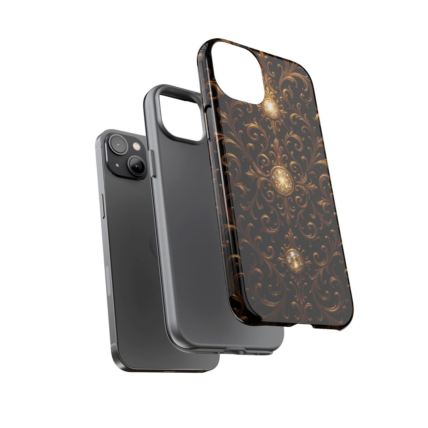 Baroque iPhone Case β Elegant Gold Floral Scroll Design for iPhone 16, 15, 14, 13, Pro Max & More