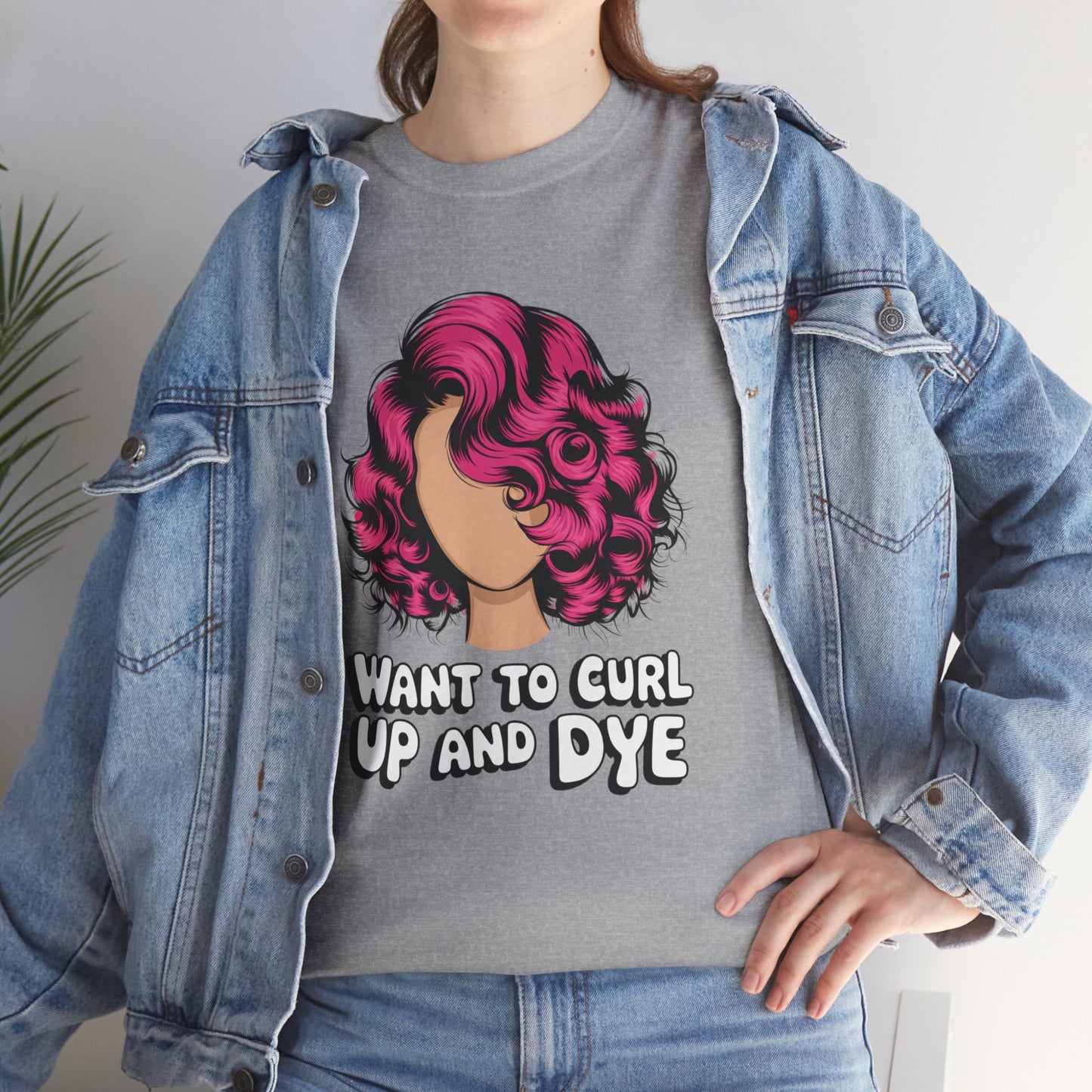 Curly Hair Tee: Want To Curl Up And Dye – Funny Hair Colorist Tee, Salon & Curl Lovers Gift, Trendy Graphic Shirt for Hairstylists