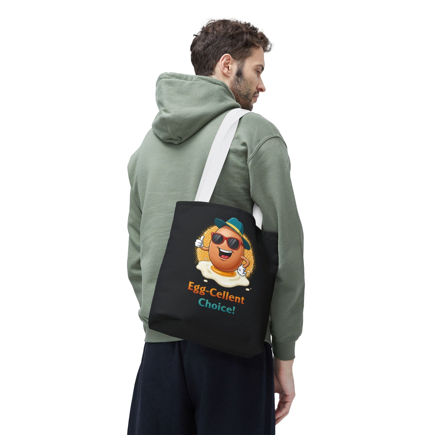 Tote Bag: Egg-Cellent Choice Thumbs Up Pun Design