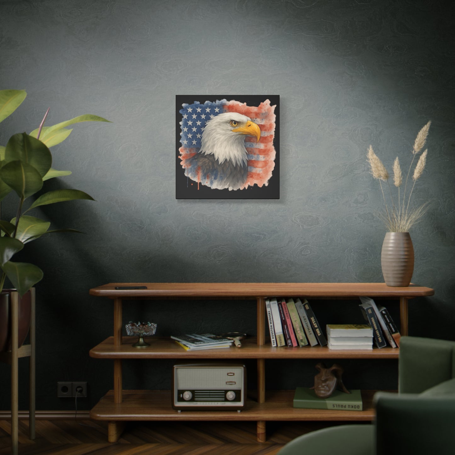 Patriotic Eagle Canvas Art American Flag Decor Independence Day Decor 4th of July Canvas Gift for Veteran