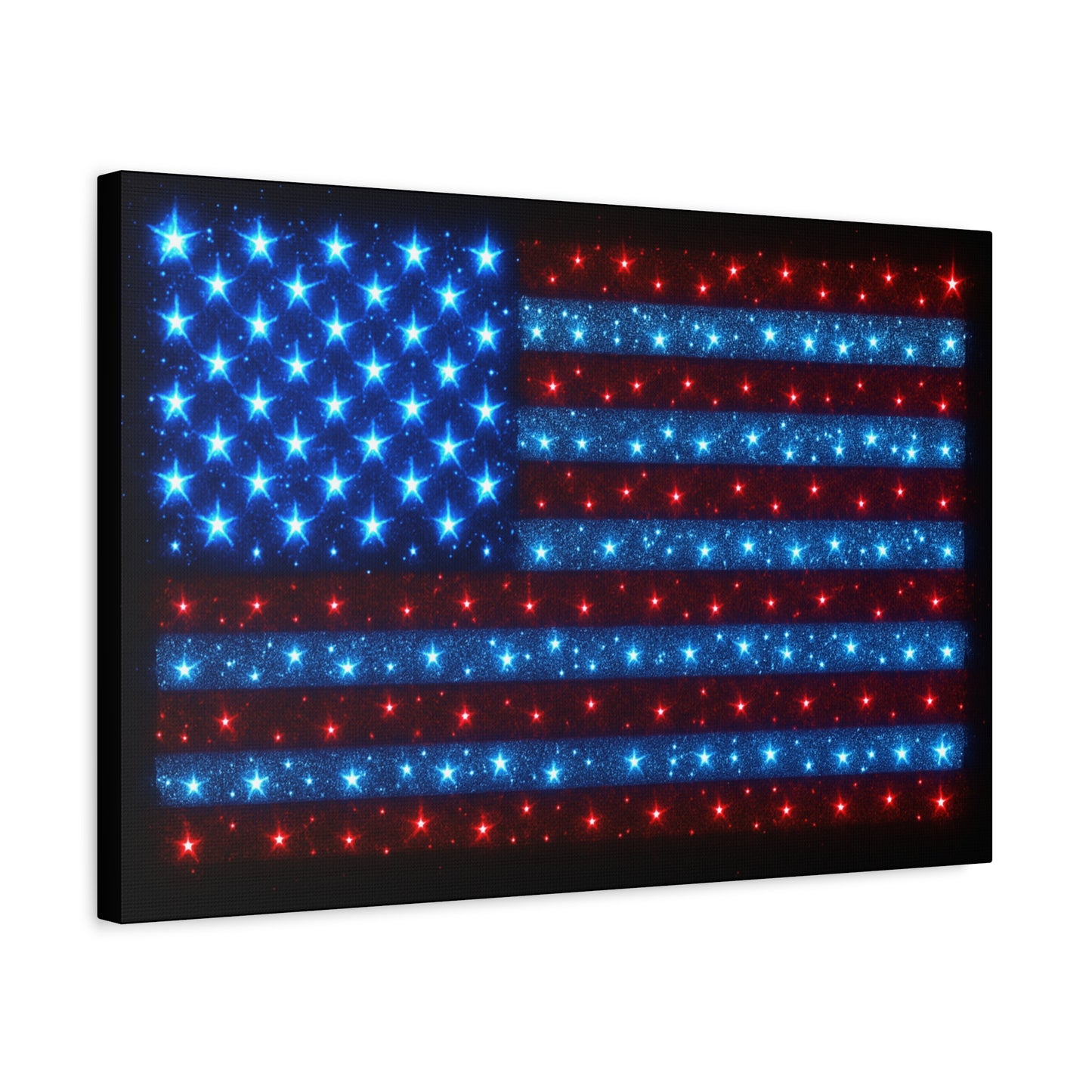Bioluminescent-Style Starry American Flag Canvas - Patriotic Wall Art - Modern 4th of July Decor - Starry Particles USA Home Decor