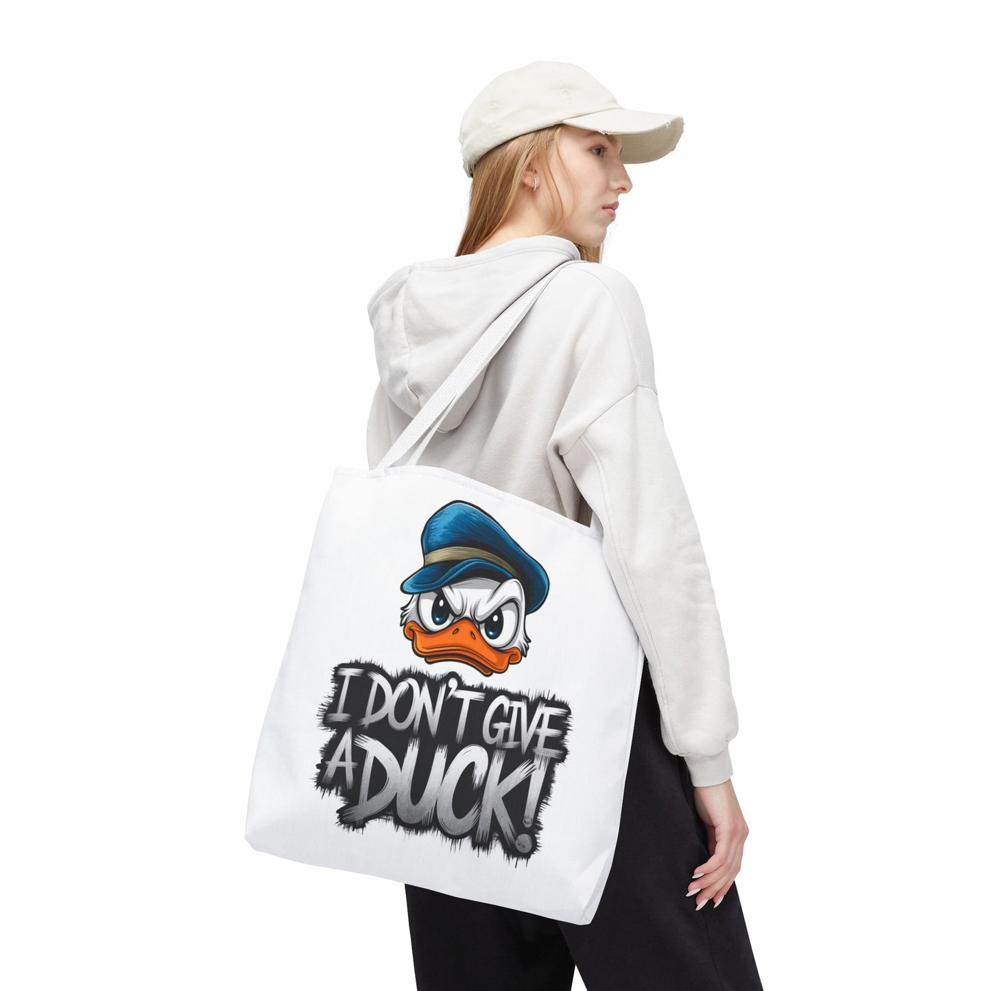 Funny Grumpy Duck Tote Bag | I Don’t Give A Duck Canvas Tote | Eco Reusable Cotton Gift Tote | Cute Animal Humor Market Bag