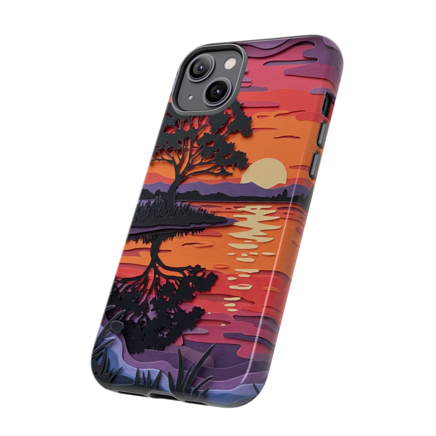 iPhone Case - Colorful Paper Art Sunset Design