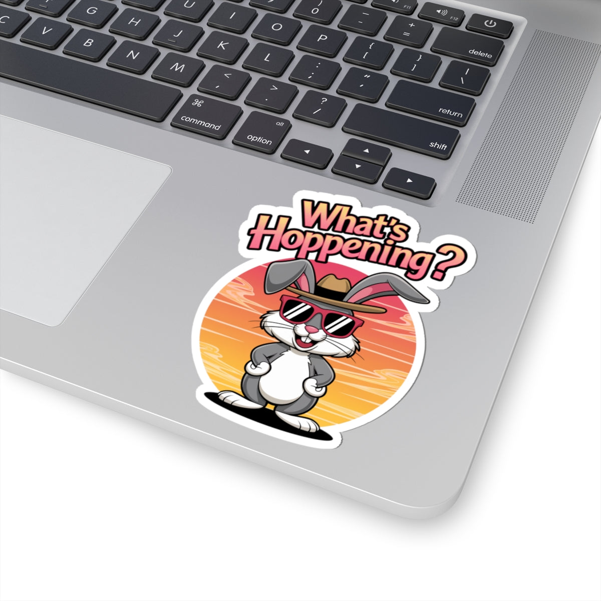 Sticker: Cool Rabbit Bunny What's Hoppening Kiss-Cut Sticker