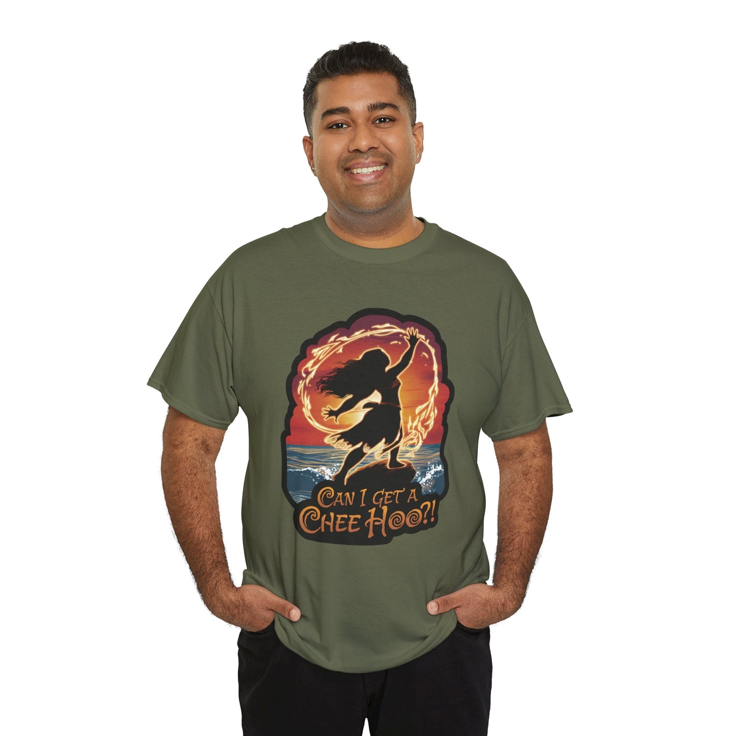 Can I Get a Chee Hoo Shirt – Hawaiian Island Vibes Tee – Hula Dancer Sunset Graphic T-Shirt – Polynesian Luau Party Unisex Top