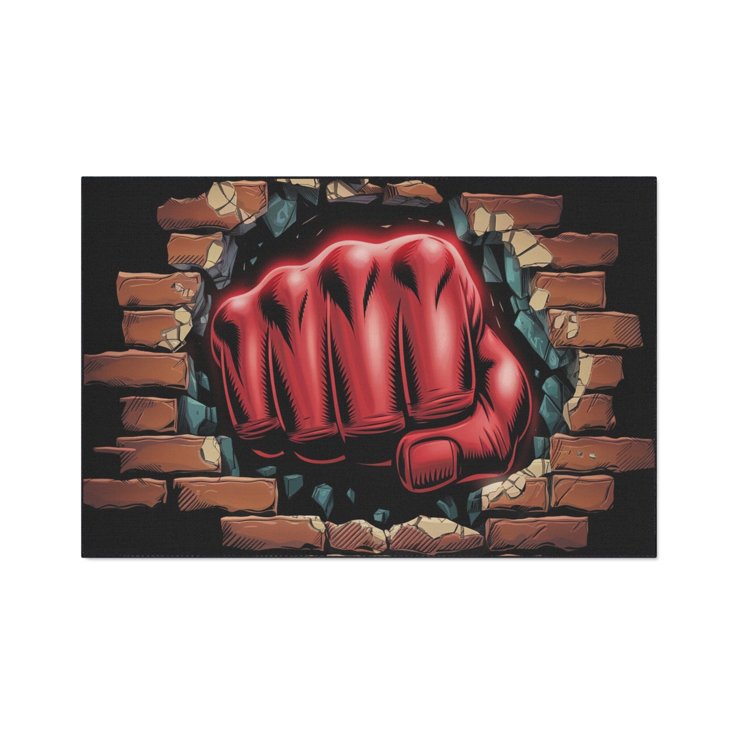 Floor Mat - Fun Red Fist Smashing Through Wall Design