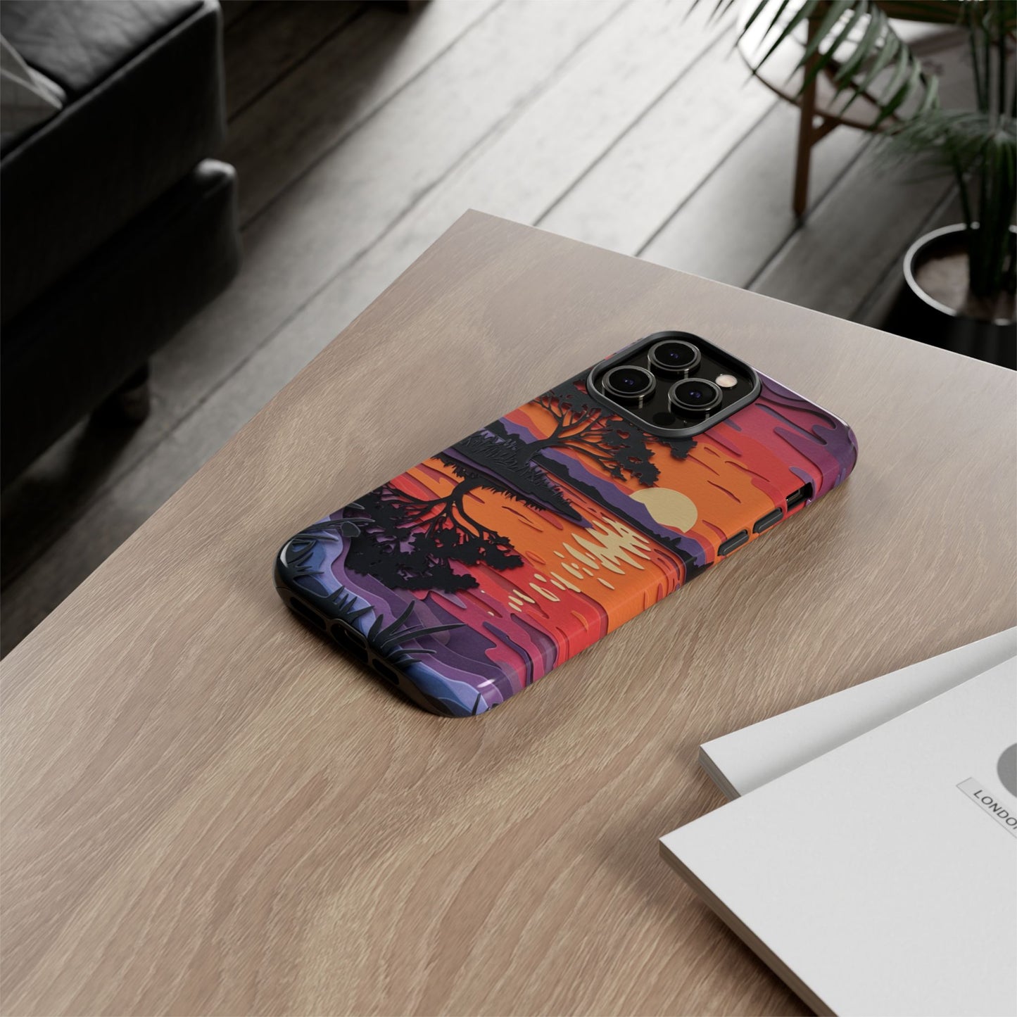 iPhone Case - Colorful Paper Art Sunset Design