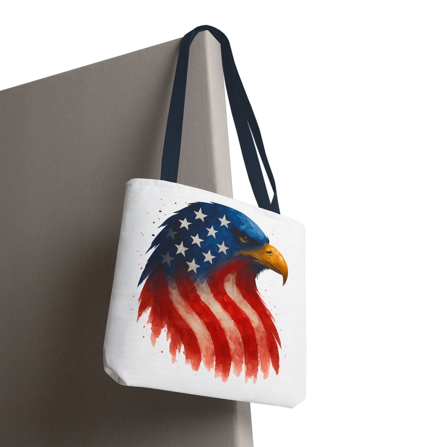Patriotic Eagle Tote Bag USA Flag Canvas Carryall - Eco-Friendly Independence Day, Memorial Day Gift for Veterans, Reusable Shopping Bag