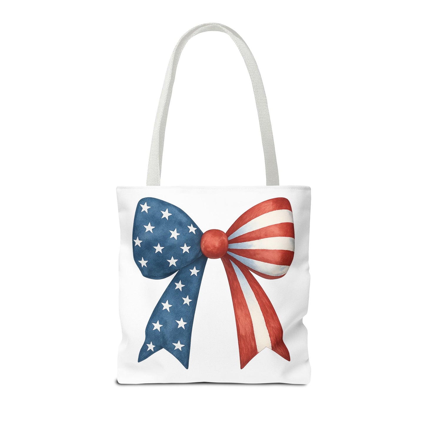 Patriotic Bow Tote Bag | 4th of July Reusable Bag | American Flag Tote | USA Stars Stripes Bag | Independence Day Gift | USA Market Bag