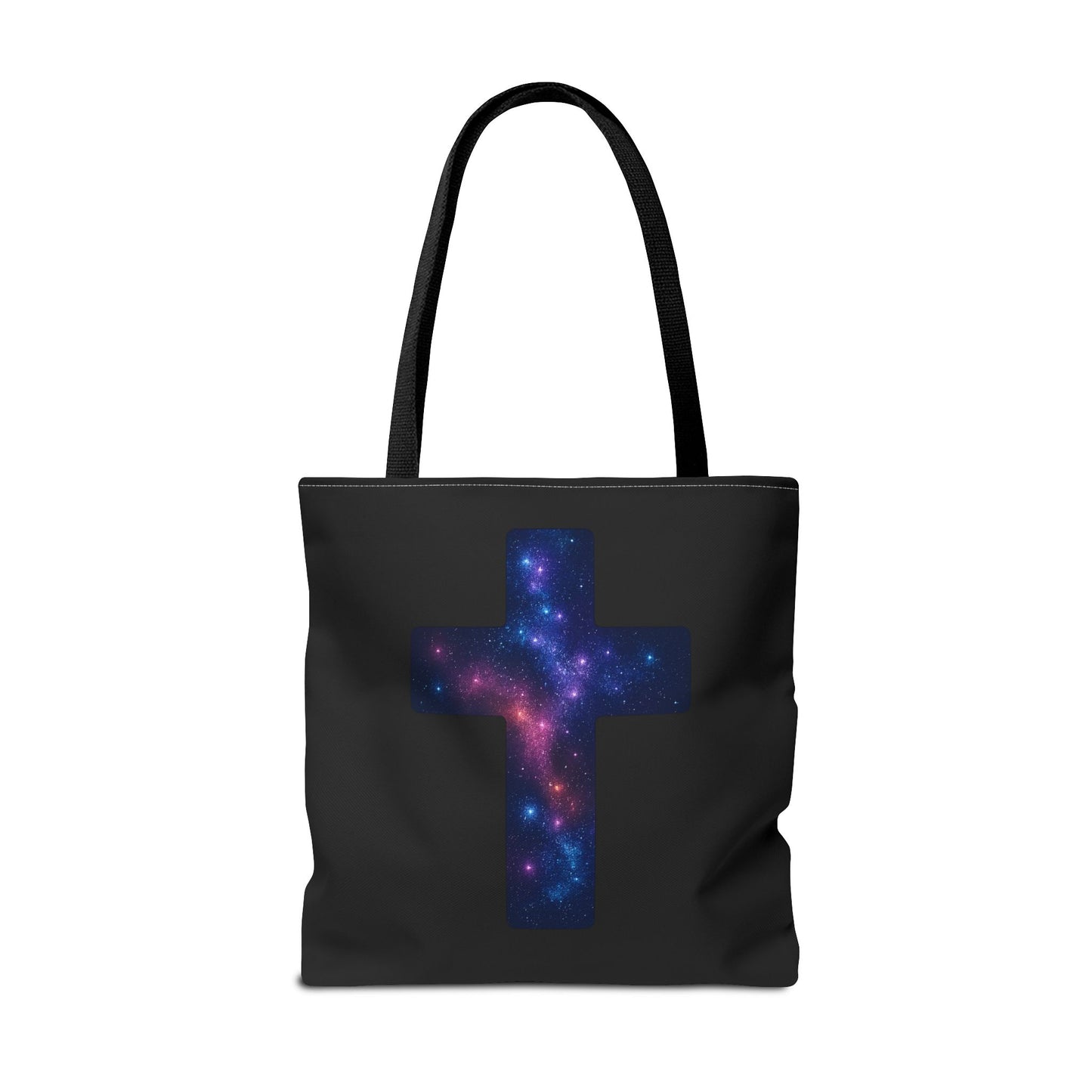 Galaxy Cross Tote Bag – Christian Faith Bag, Inspirational Reusable Shopper, Spiritual Gift for Women & Men, Religious Church Bag