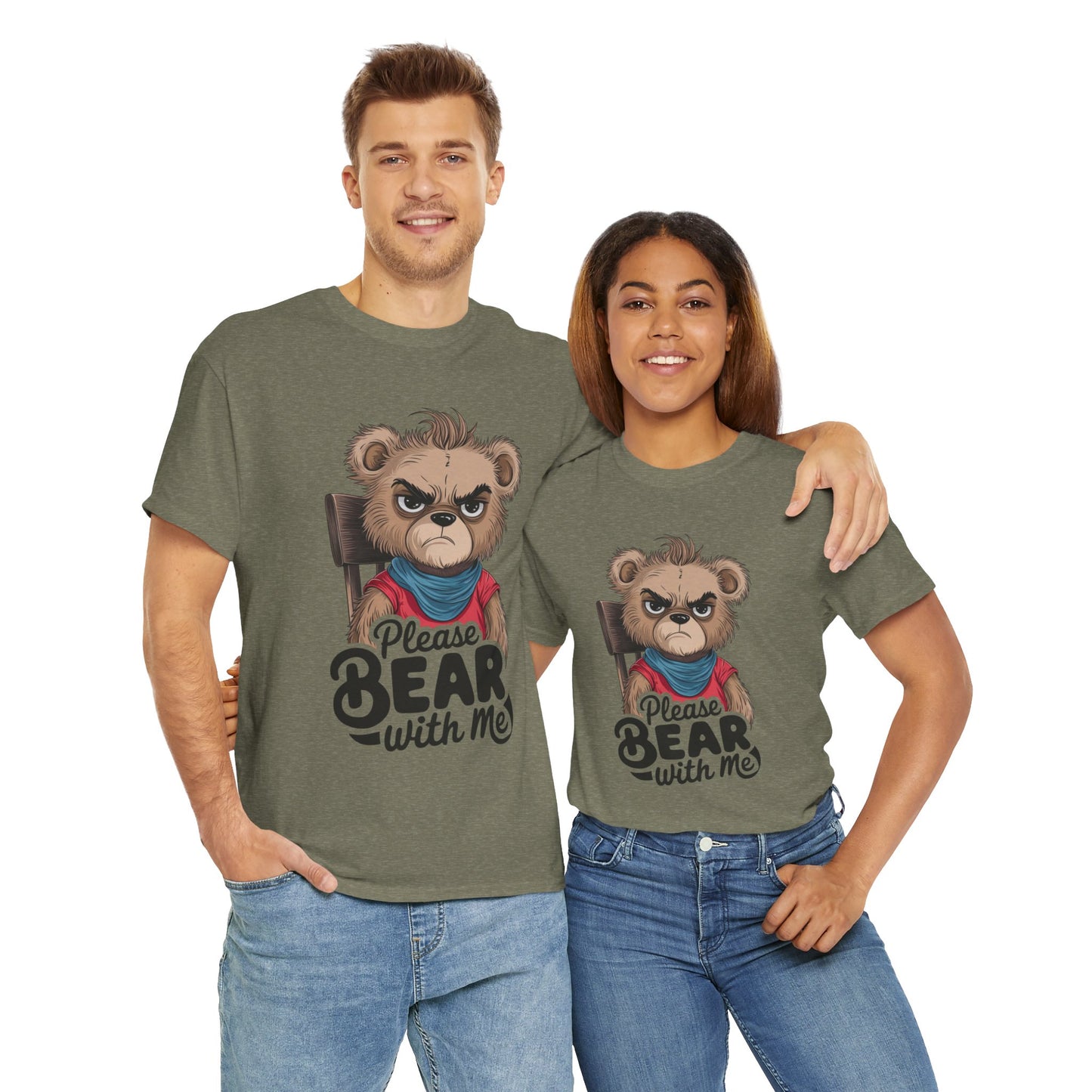 Grumpy Bear Graphic Tee – Please Bear With Me Shirt – Funny Animal T‑shirt – Sarcastic Humor Gift – Cute Bear Meme Art Tee