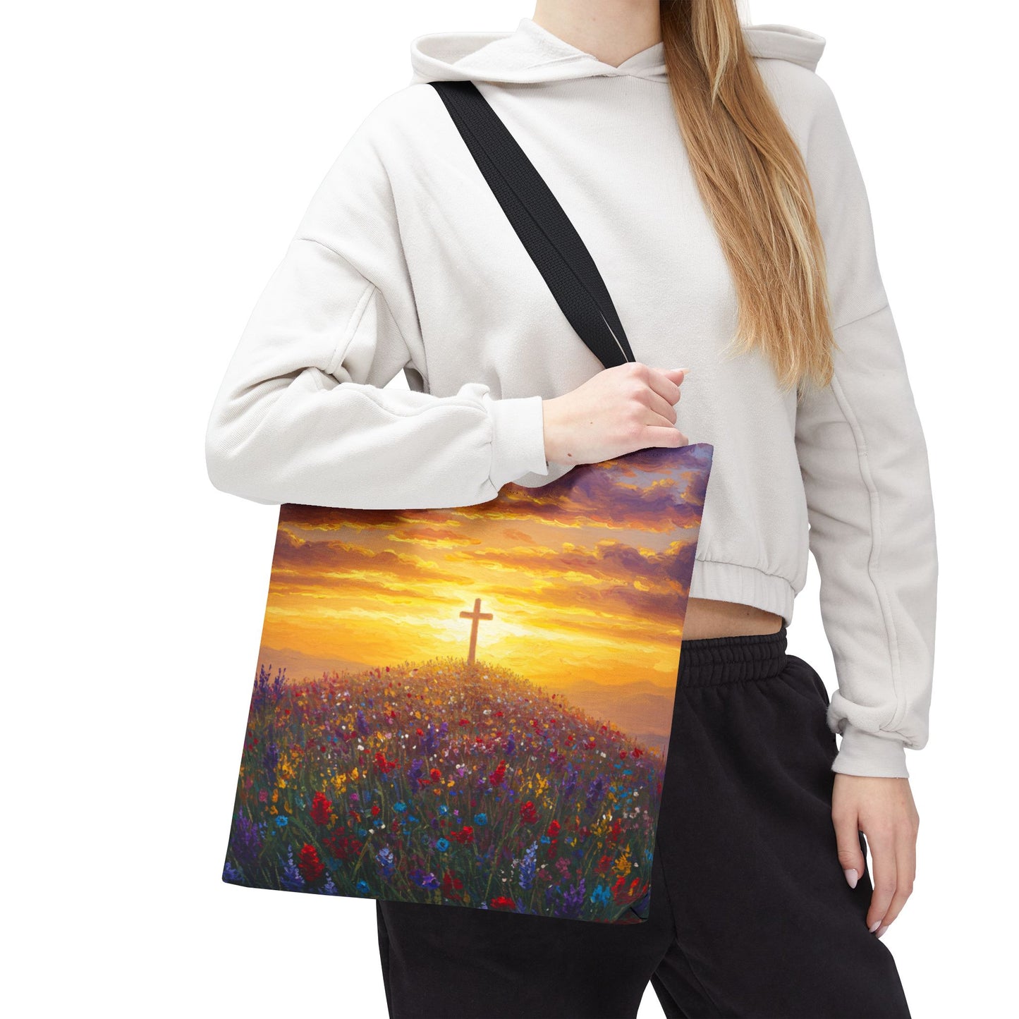 Cross Painted Tote Bag Christian Bag Inspirational Tote Spiritual Bag Religious Tote Bag
