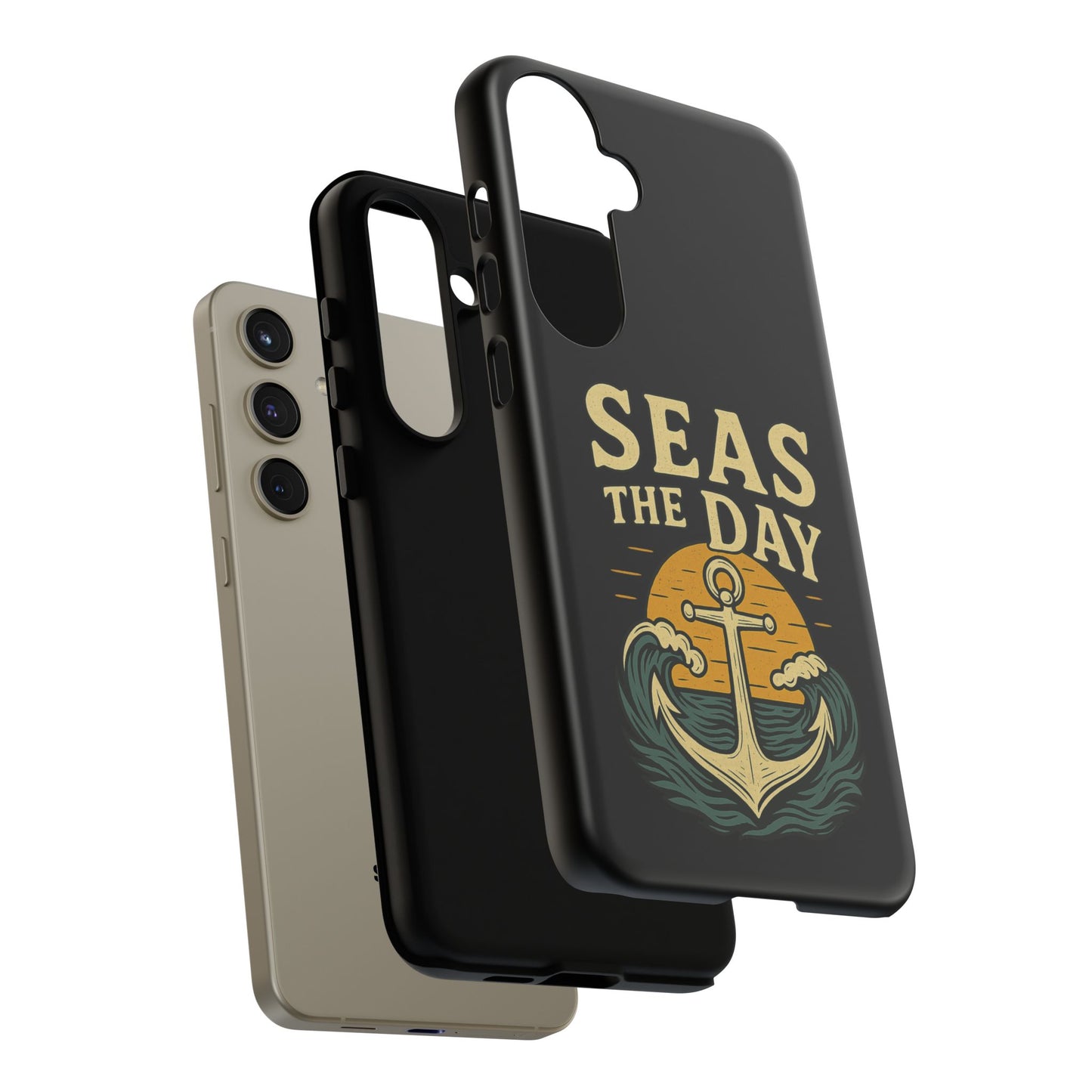 Seas the Day Samsung Case – Nautical Phone Case – Anchor Pun Gift – Ocean Lover Accessory – Motivational Phone Cover – Beach Vibes Case