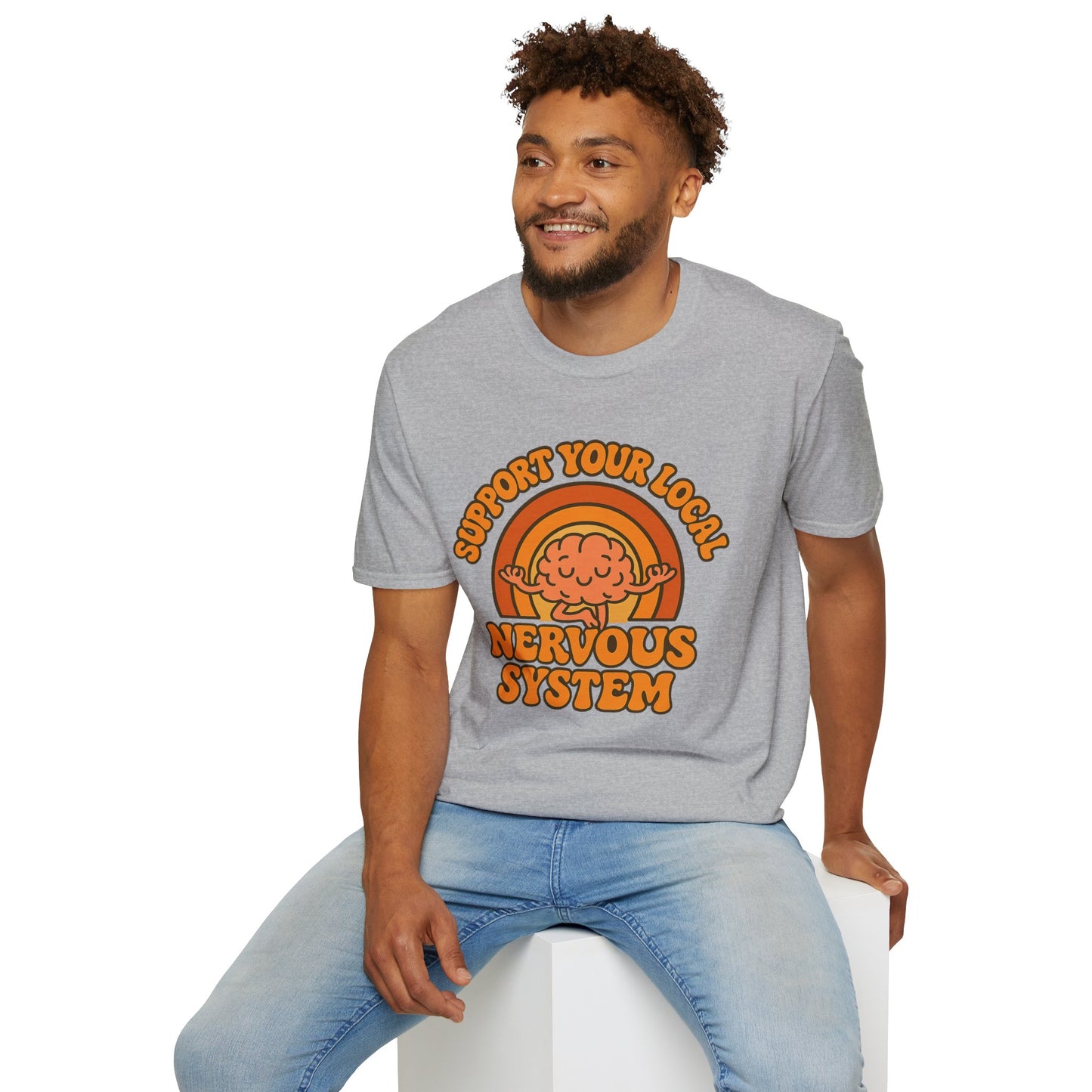 Support Your Local Nervous System T-Shirt | Funny Brain Tee, Neurodiversity Gift, Mental Health Humor Shirt, Science Geek Retro Tee