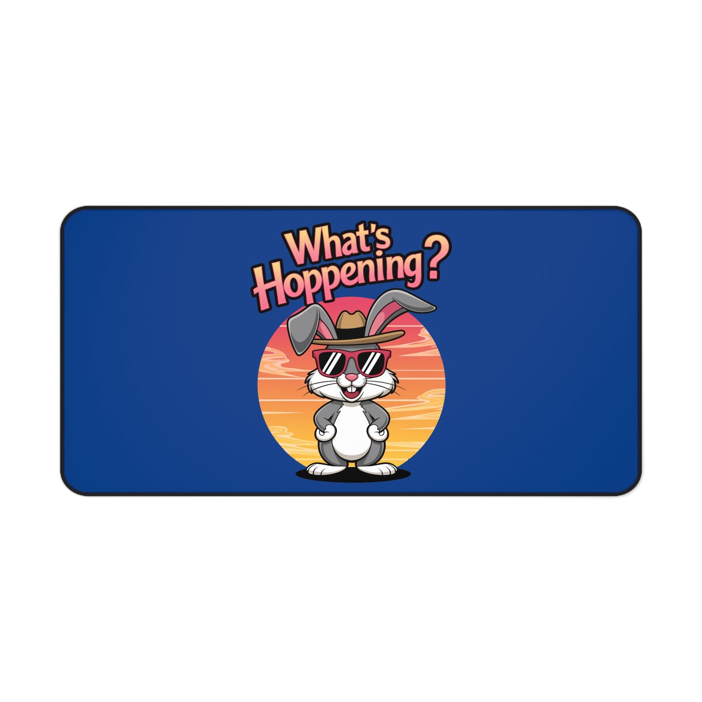 Funny Cartoon Desk Mat - 'What's Happening?' with Cool Bunny Design