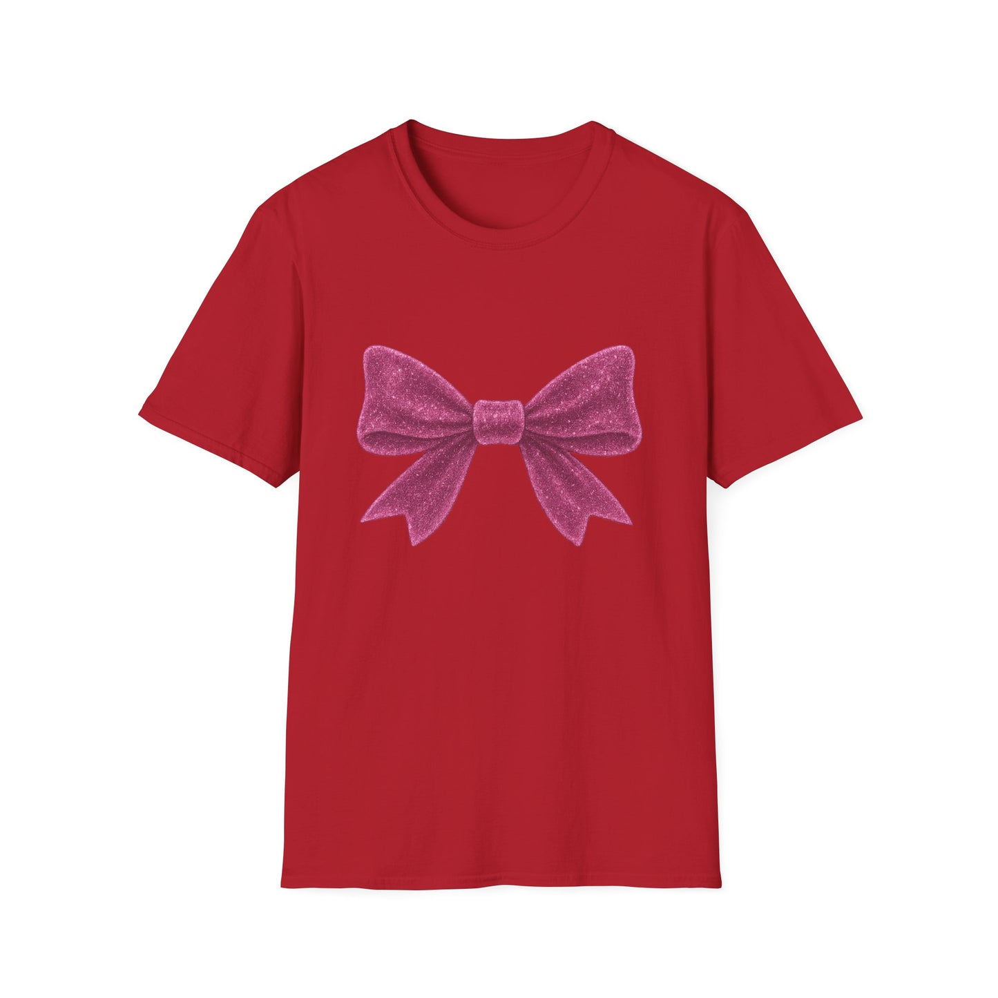 Feminine Pink Bow Graphic Tee | Coquette Bow T-Shirt | Sparkly Ribbon Shirt for Soft Girl Aesthetic | Gift for Her