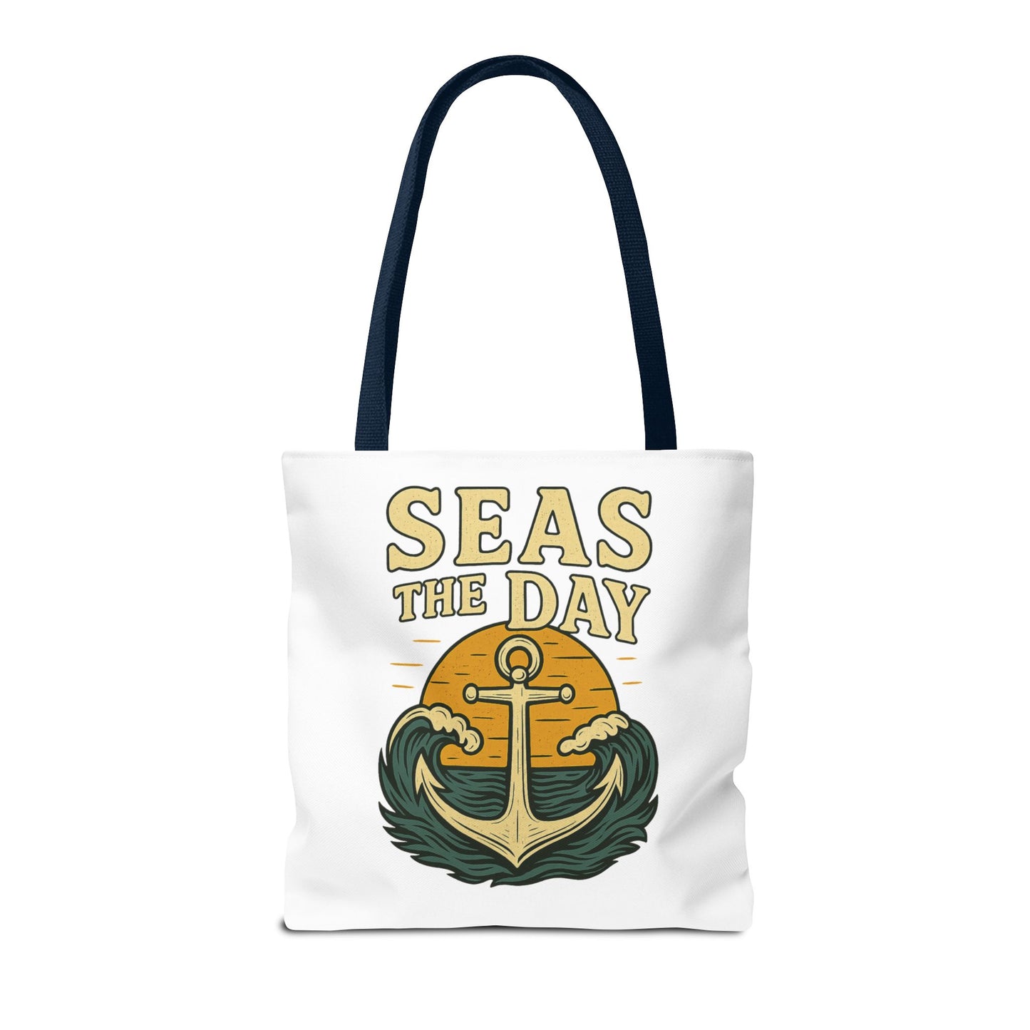 "Seas the Day" Nautical Tote Bag – Funny Beach Quote Canvas Bag with Anchor | Coastal Gift Idea for Summer, Travel, or Daily Use