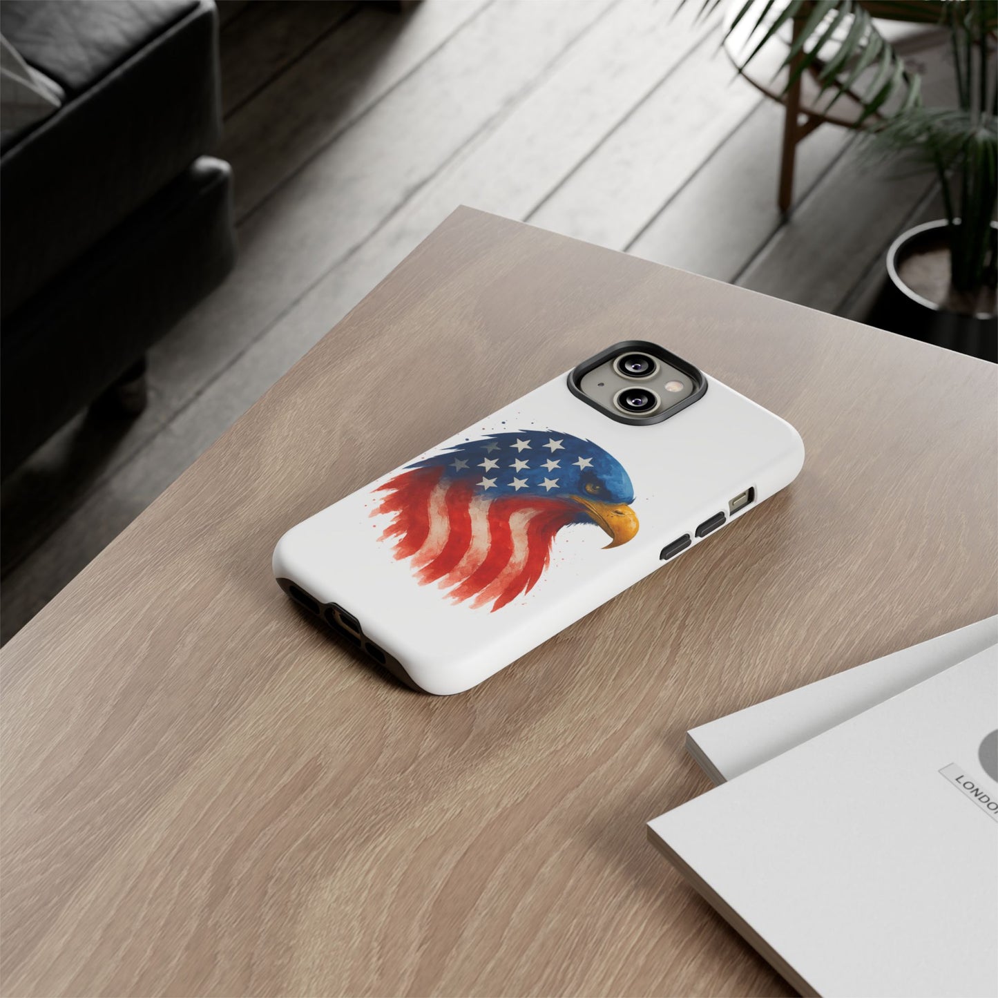 Patriotic Eagle iPhone Case - USA Flag Tough Cover, Dual-Layer Rugged Protection, 4th of July and Veteran Gift
