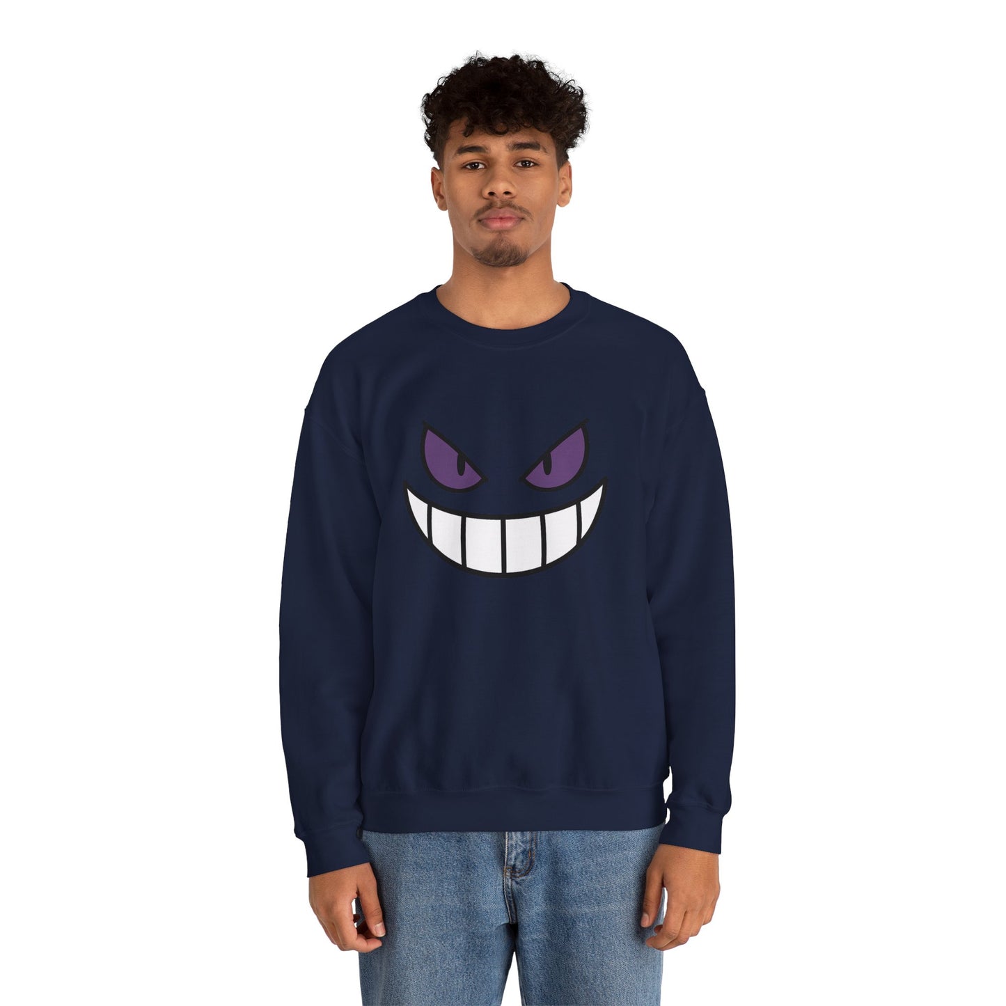Sinister Grin Sweatshirt, Creepy Smile Crewneck, Dark Cartoon Face Sweatshirt, Halloween Gothic Sweatshirt, Spooky Grin Pullover