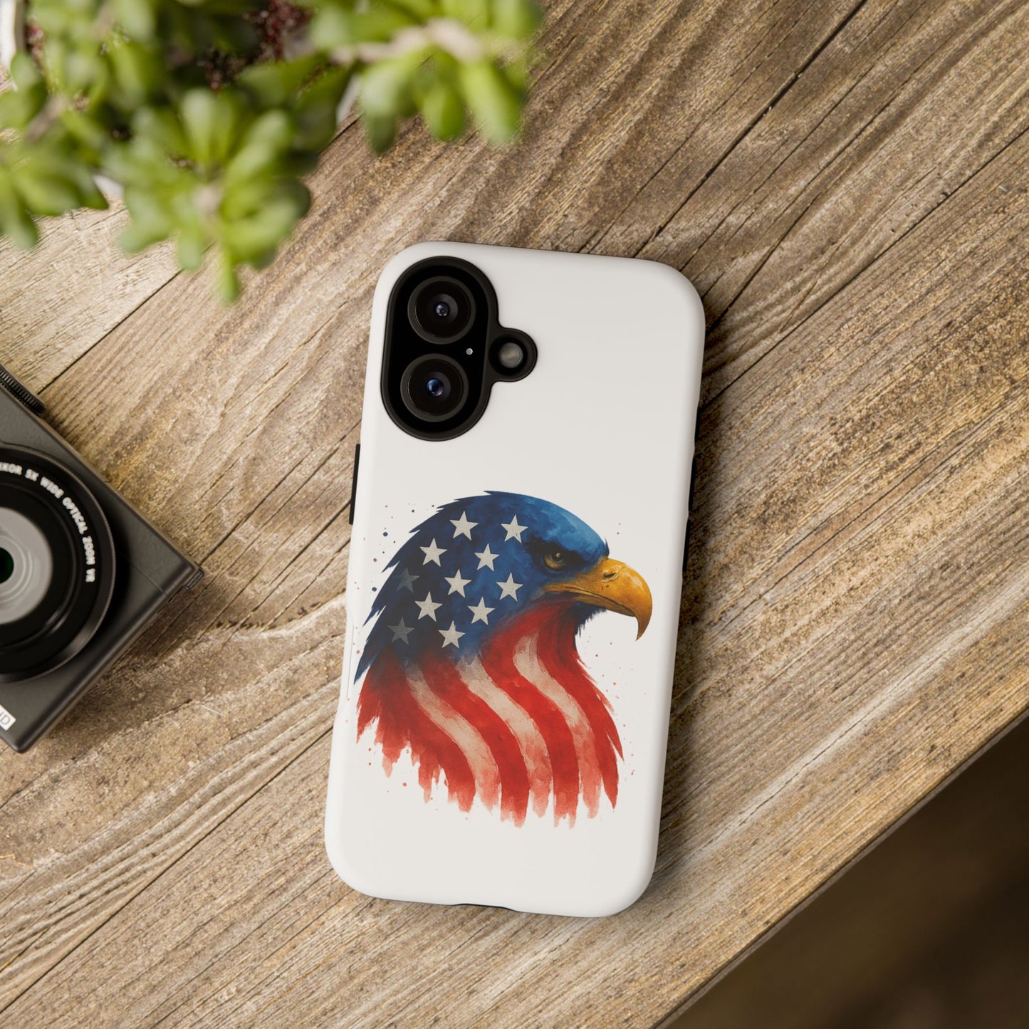 Patriotic Eagle iPhone Case - USA Flag Tough Cover, Dual-Layer Rugged Protection, 4th of July and Veteran Gift