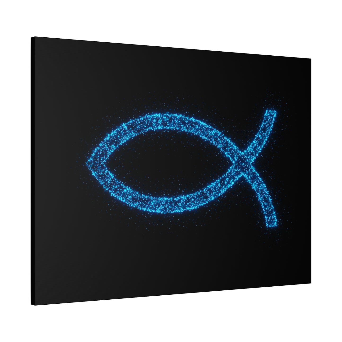 Blue Glitter Fish Symbol Matte Canvas Wall Art