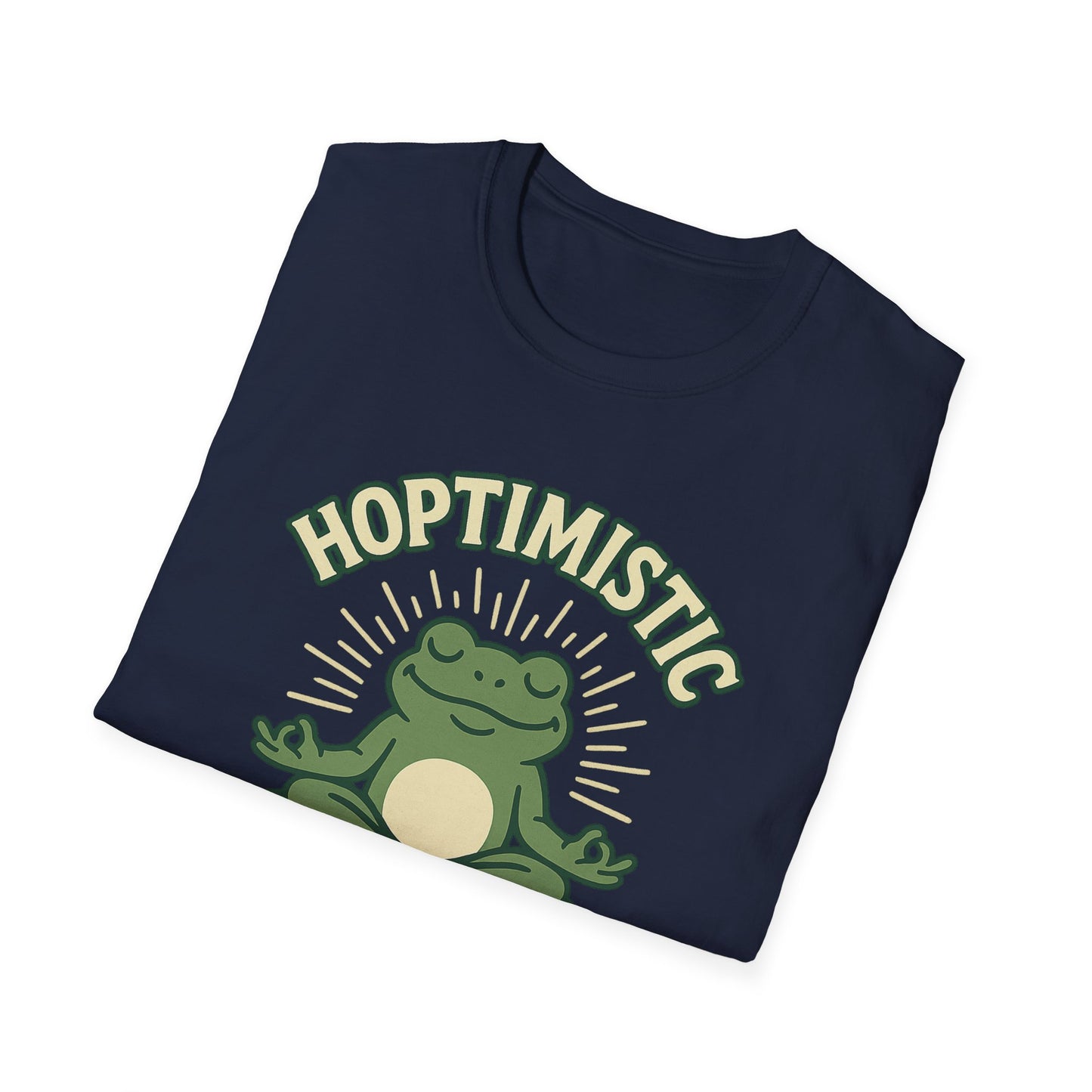 HOPTIMISTIC Relaxed Zen Frog T-Shirt • Cute Animal Graphic Tee • Mindful Yoga Frog Humor • Unisex Gift • Nature Lover Shirt
