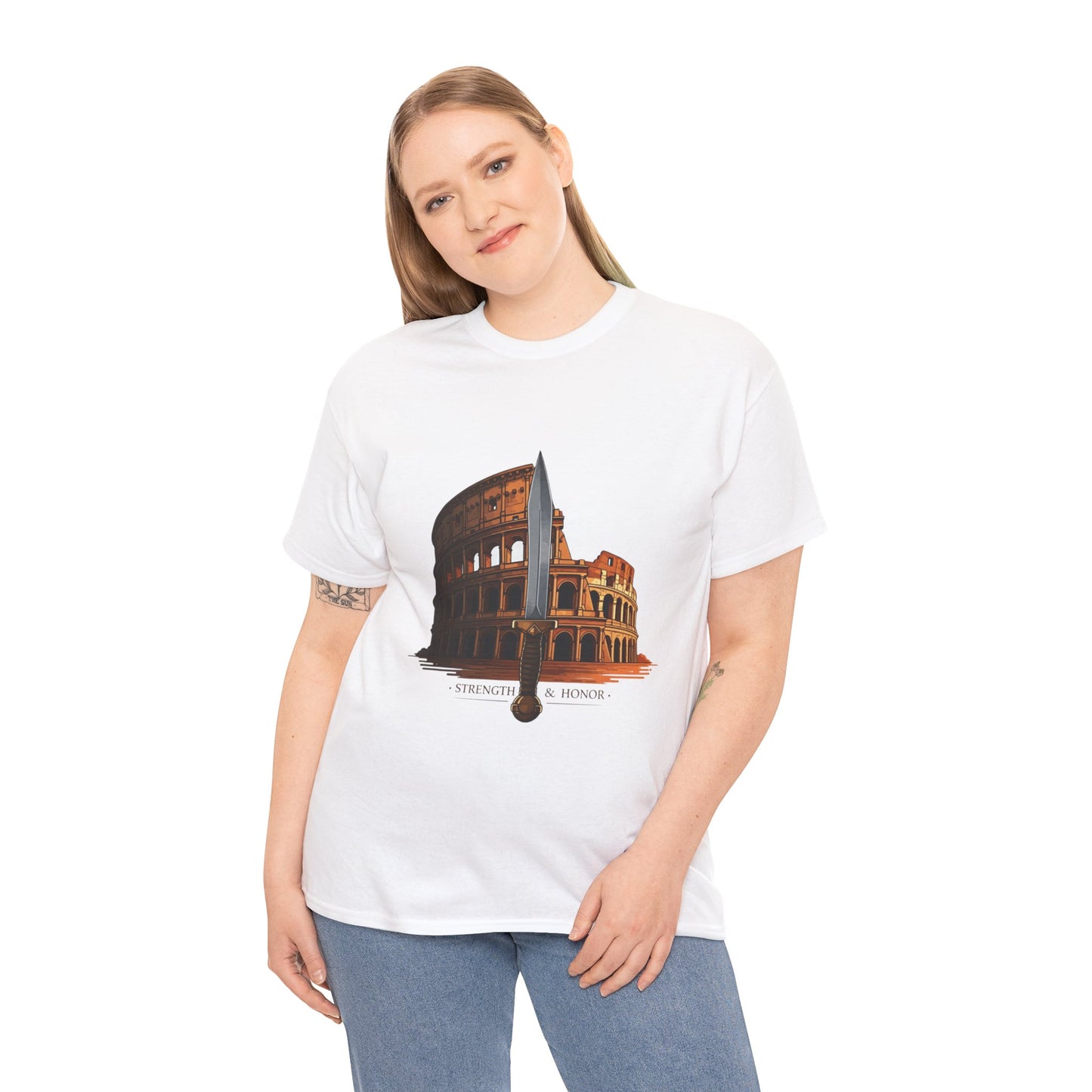 Strength & Honor Gladiator Shirt – Roman Colosseum Sword Graphic Tee – Ancient Rome History T-Shirt for Gladiator & Travel Fans