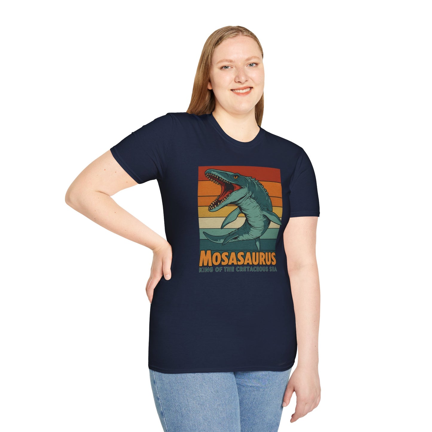 Retro Mosasaurus T-Shirt - Cretaceous Sea Monster Graphic Tee, Dinosaur Lover Gift, Paleontology Birthday, Soft Unisex Jurassic Cotton