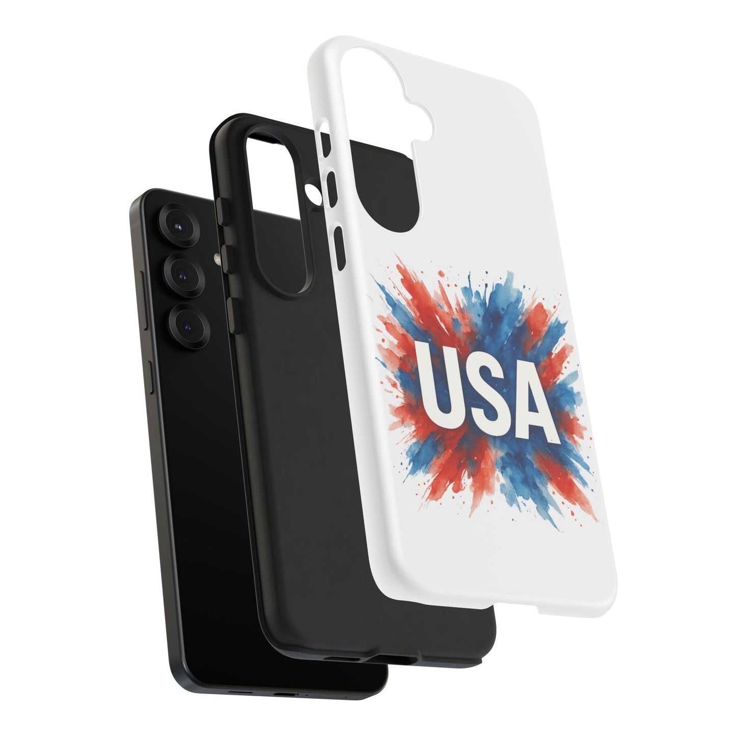 USA Splash Samsung Case - Patriotic Red White Blue Tough Cover, Dual-Layer Protection, 4th of July amd Veteran Gift for Galaxy