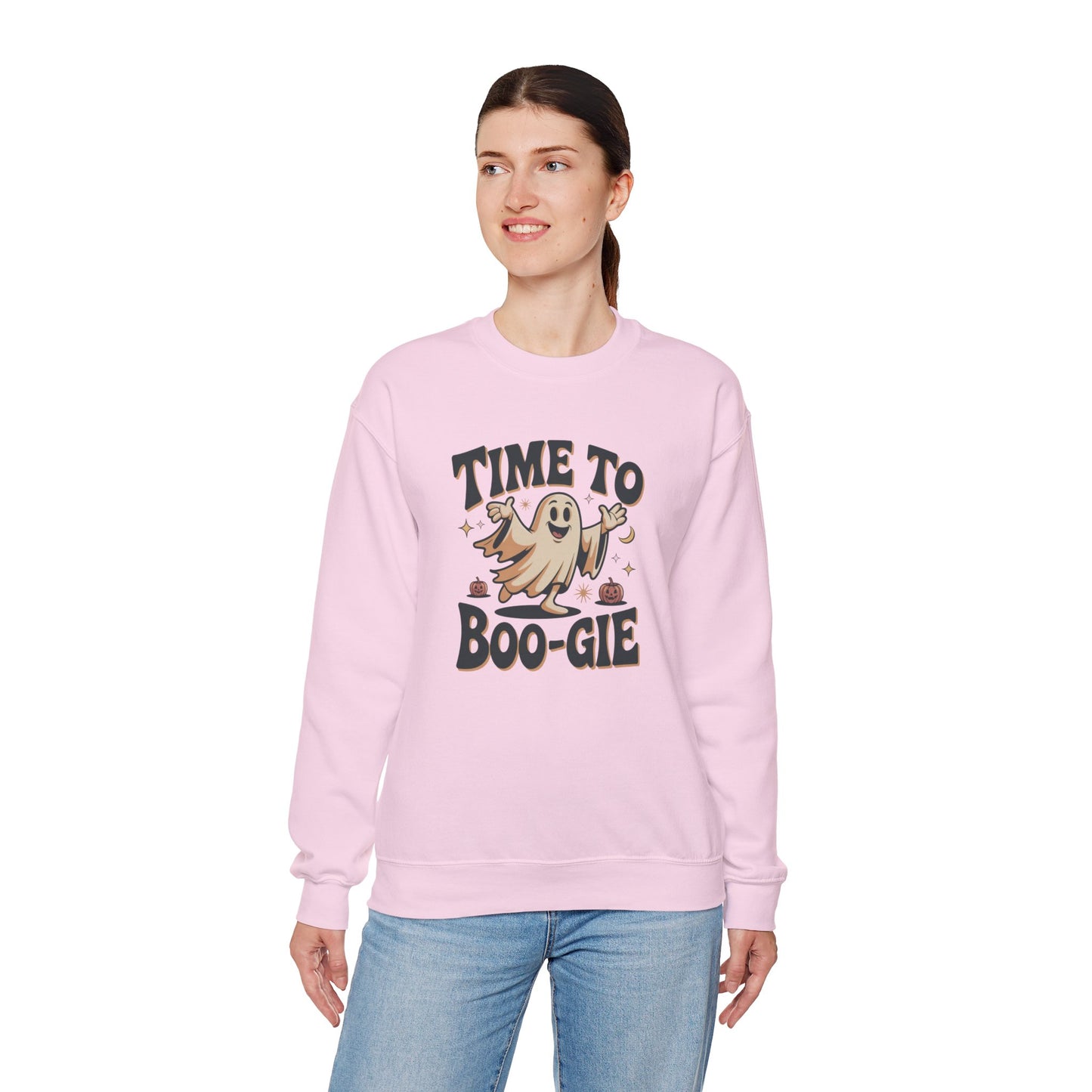 Time to Boo-gie Sweatshirt, Cute Ghost Halloween Crewneck, Spooky Sayings Graphic Pullover, Boo-gie Ghost Sweater, Fall Spooky Season Outfit