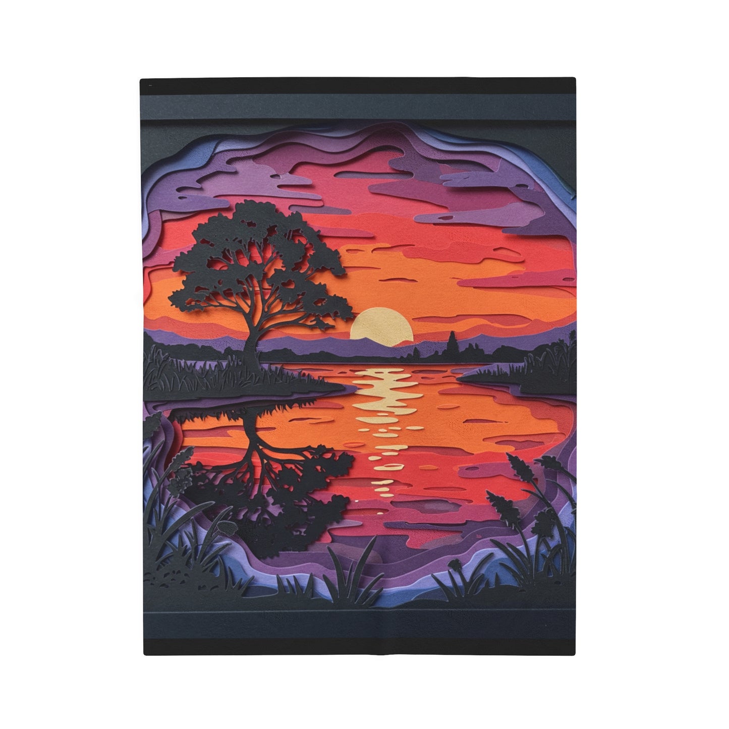 Plush Blanket - Sunset Paper Art Design